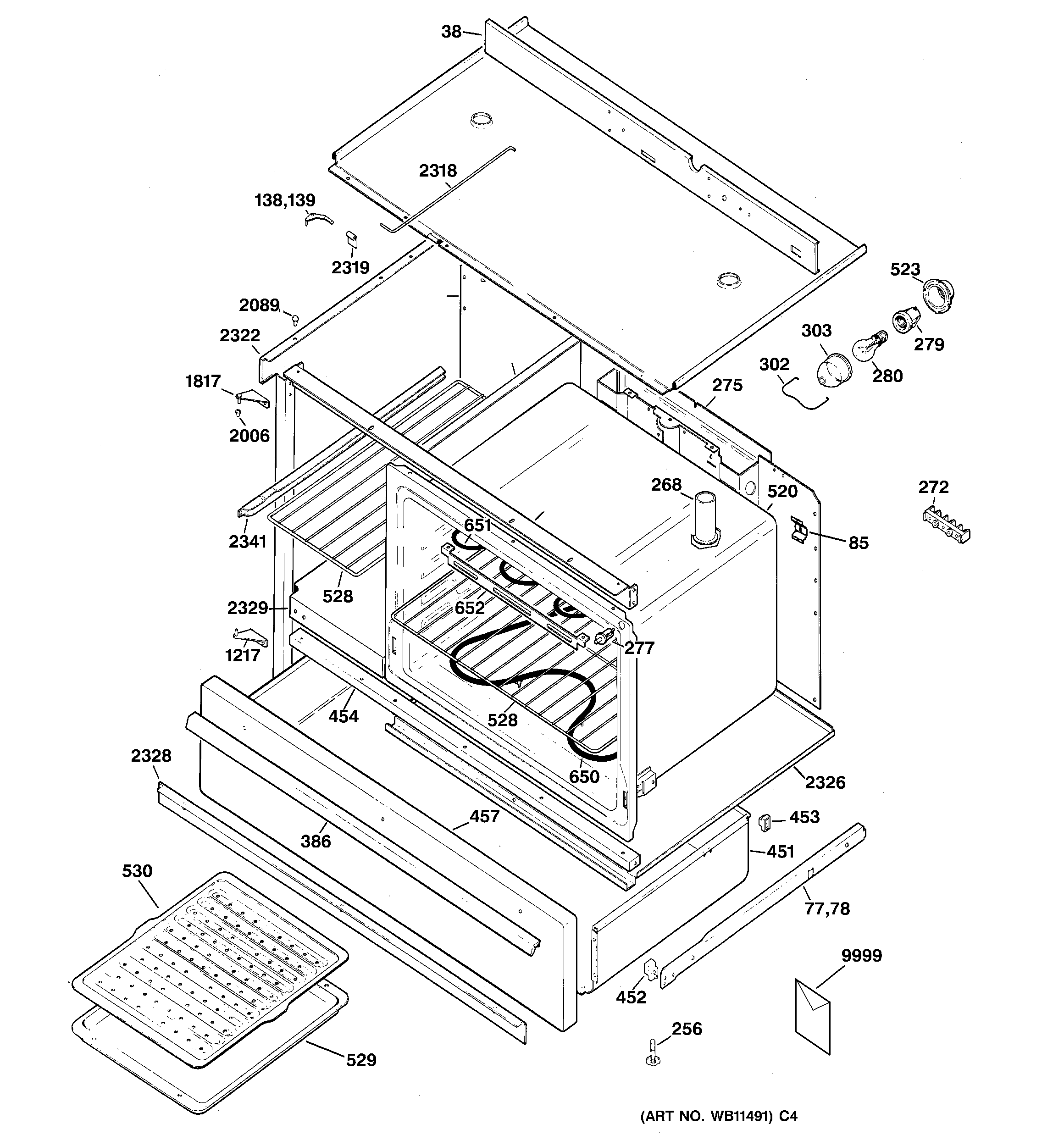 GE JCS57Y4WW body & drawer parts diagram