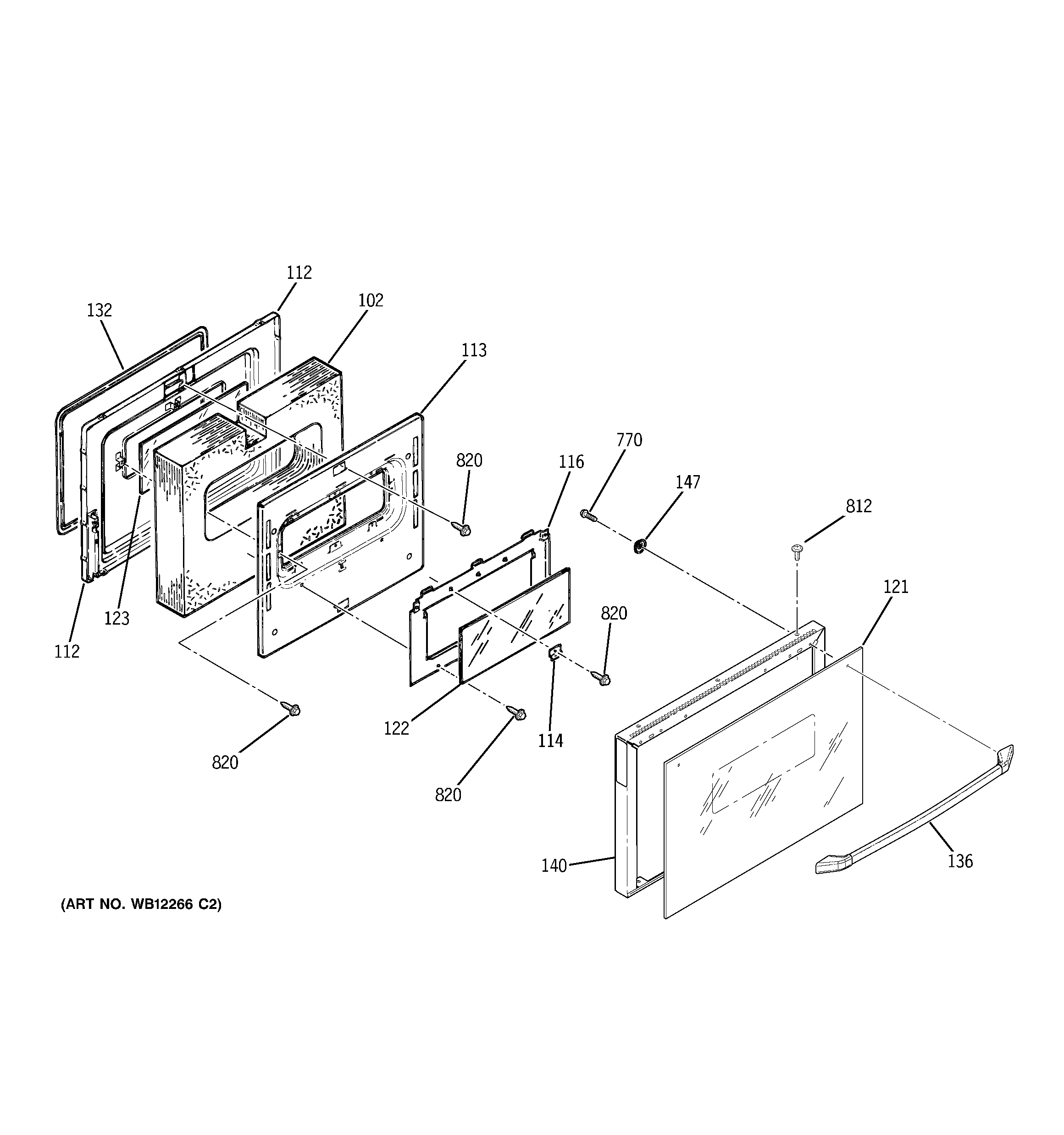 GE JDP39BW5BB door diagram