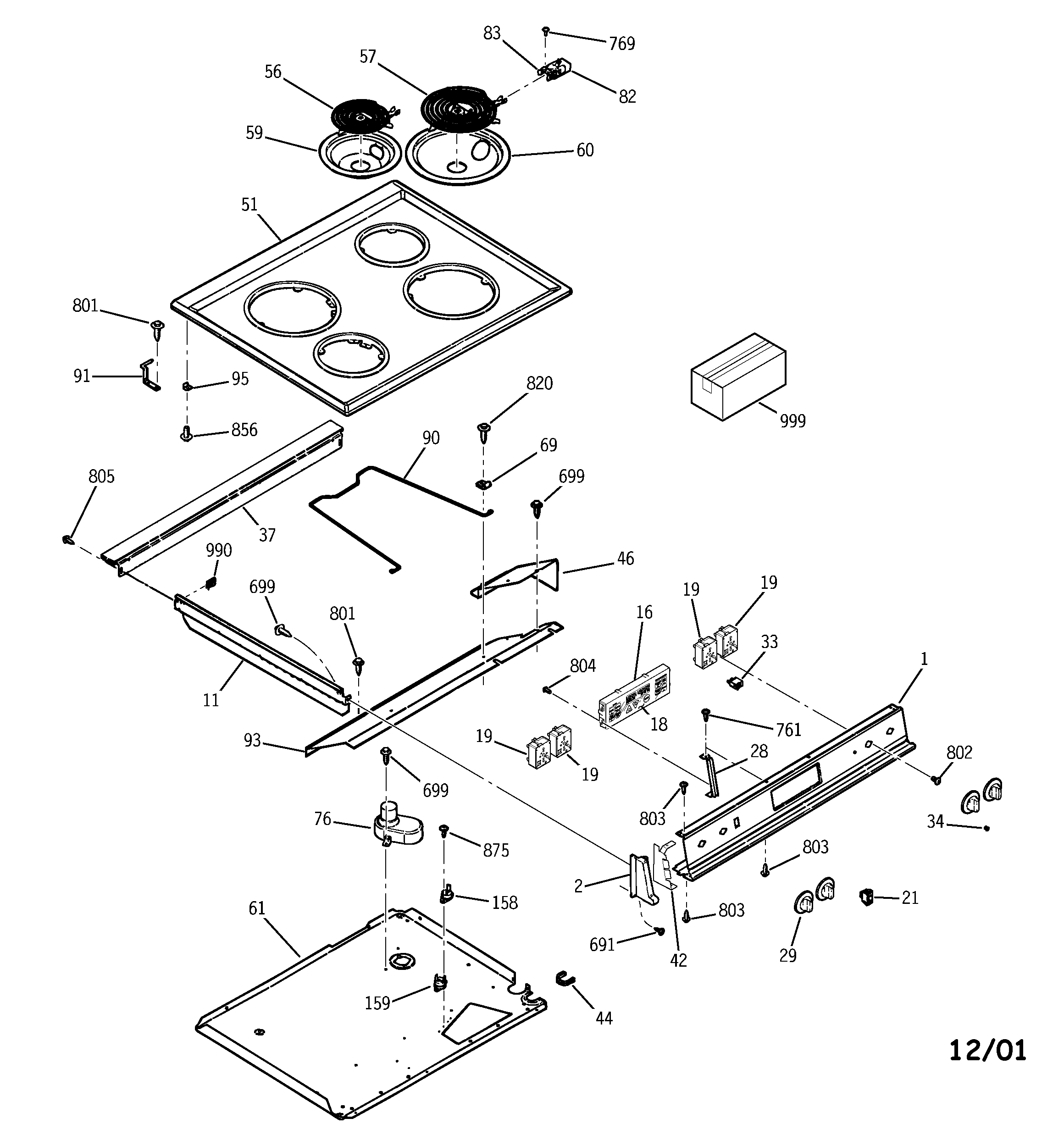 GE JSP26BD1CT control panel & cooktop diagram