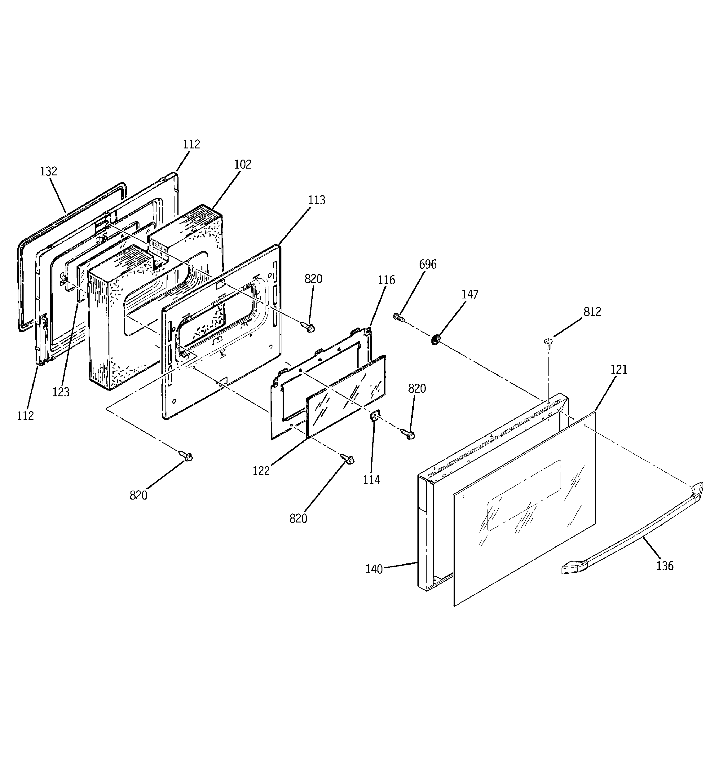 GE JSP26BD1CT door diagram
