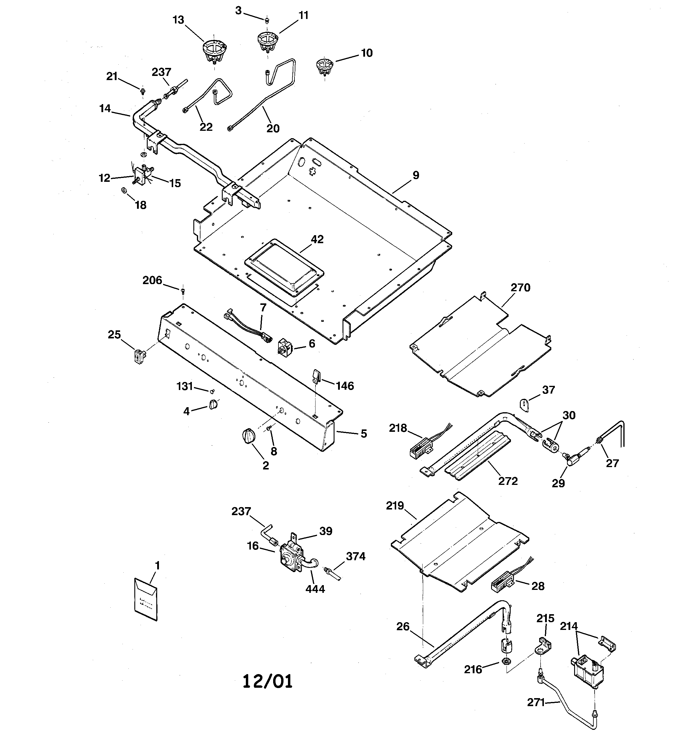 GE JGBP85AEB5AA gas & burner parts diagram