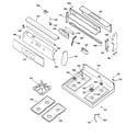 GE JGBP85BEB5BB control panel & cooktop diagram