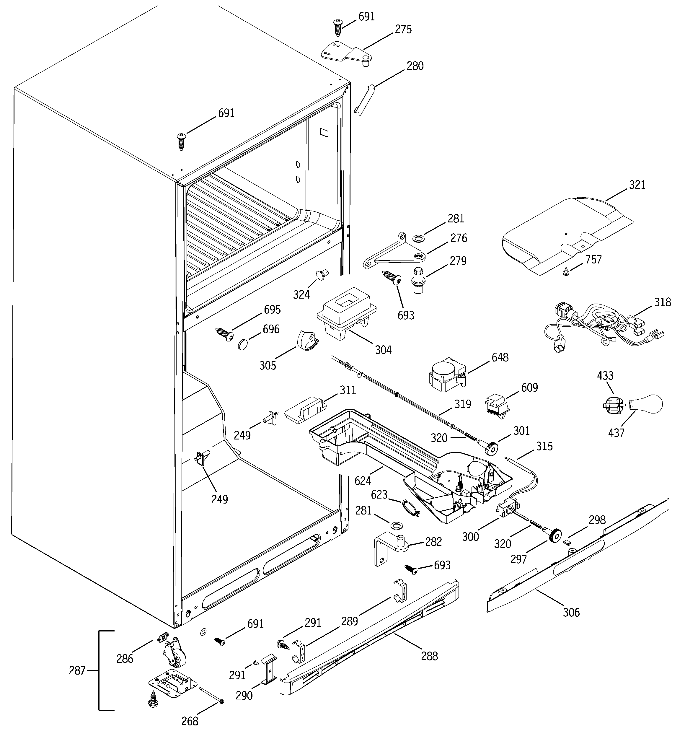 Hotpoint HTS18BBMBRCC fresh food section diagram