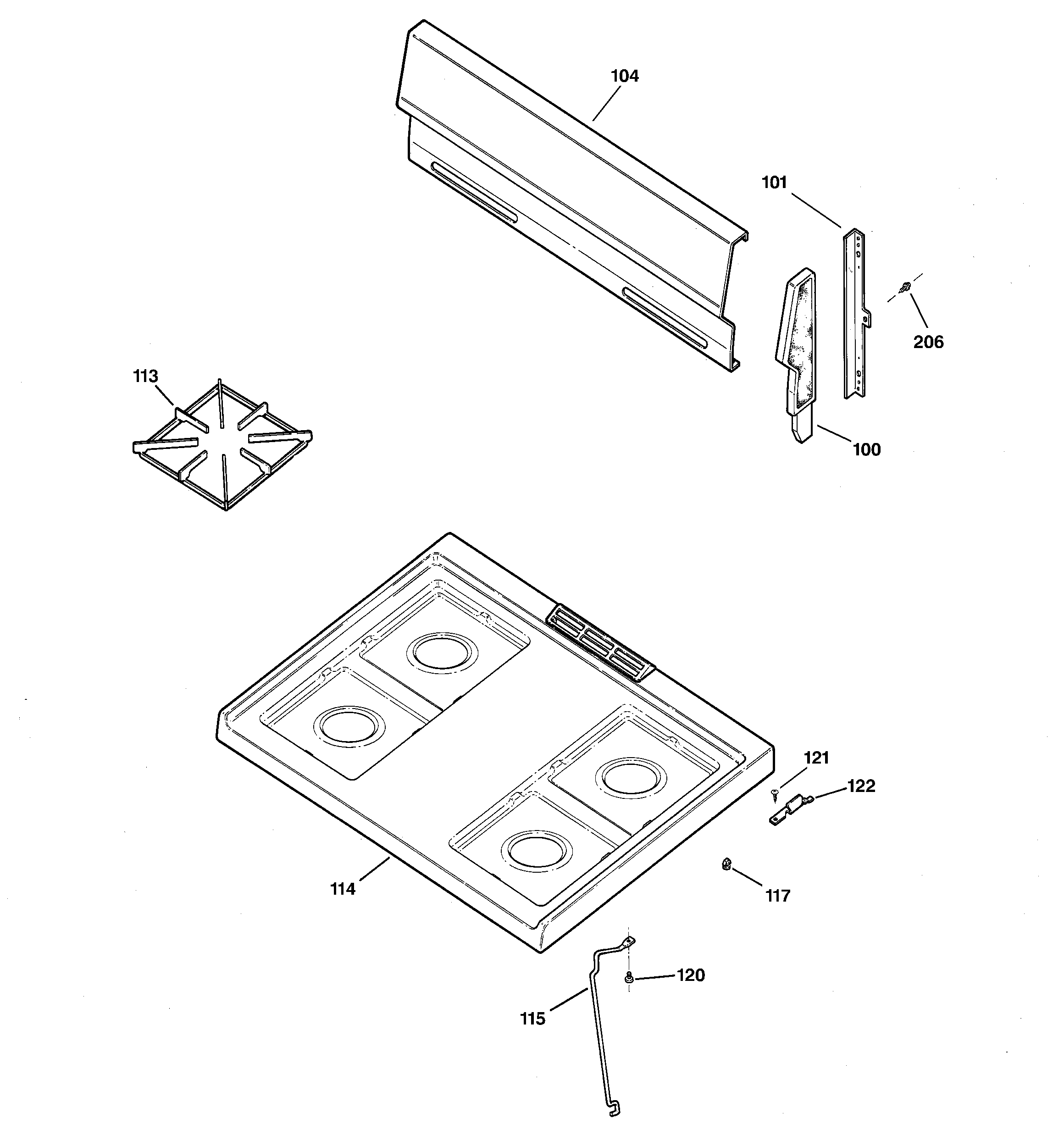Hotpoint RGB524PPA3WH cooktop diagram