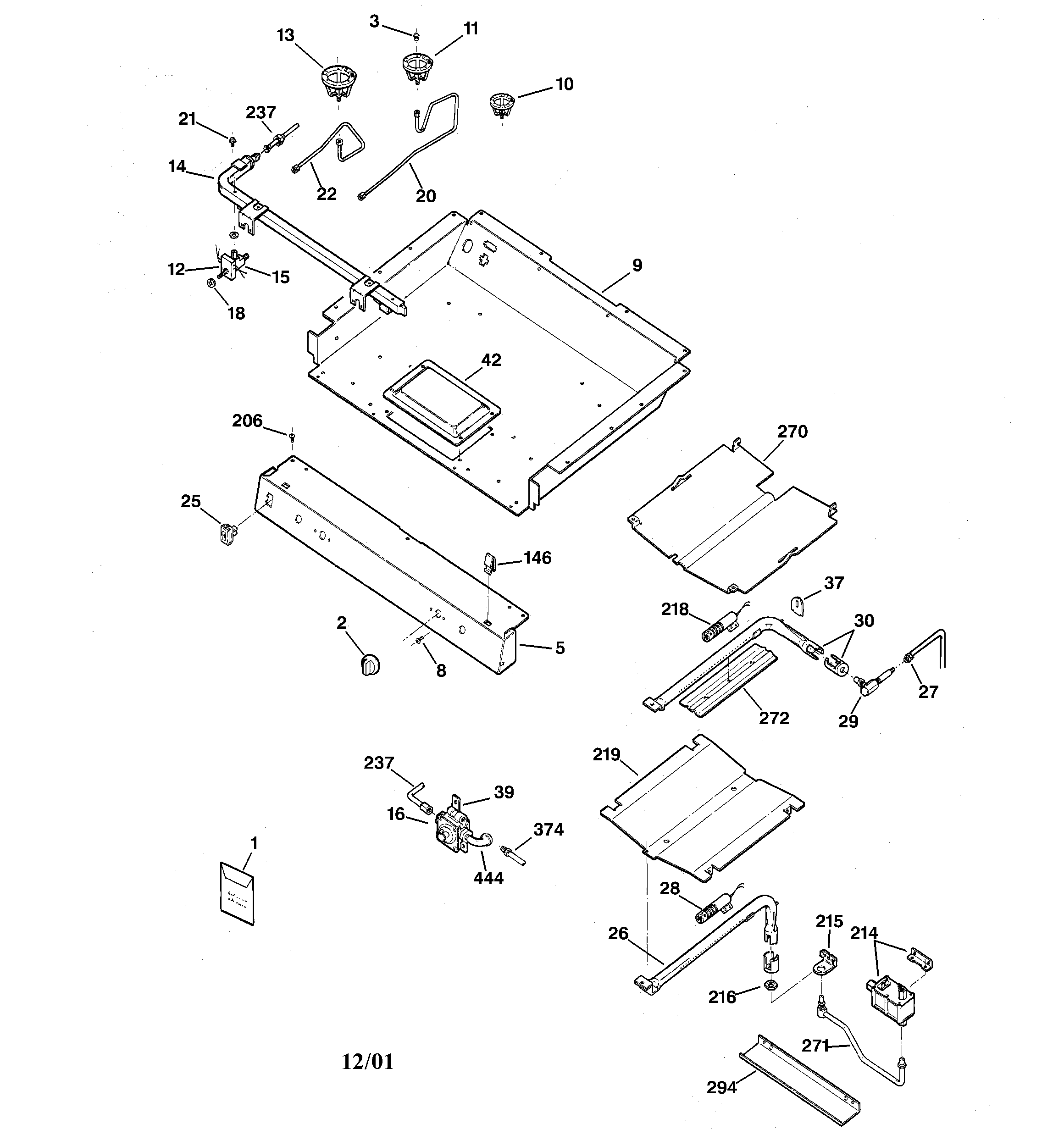 Hotpoint RGB845WEC2WW gas & burner parts diagram