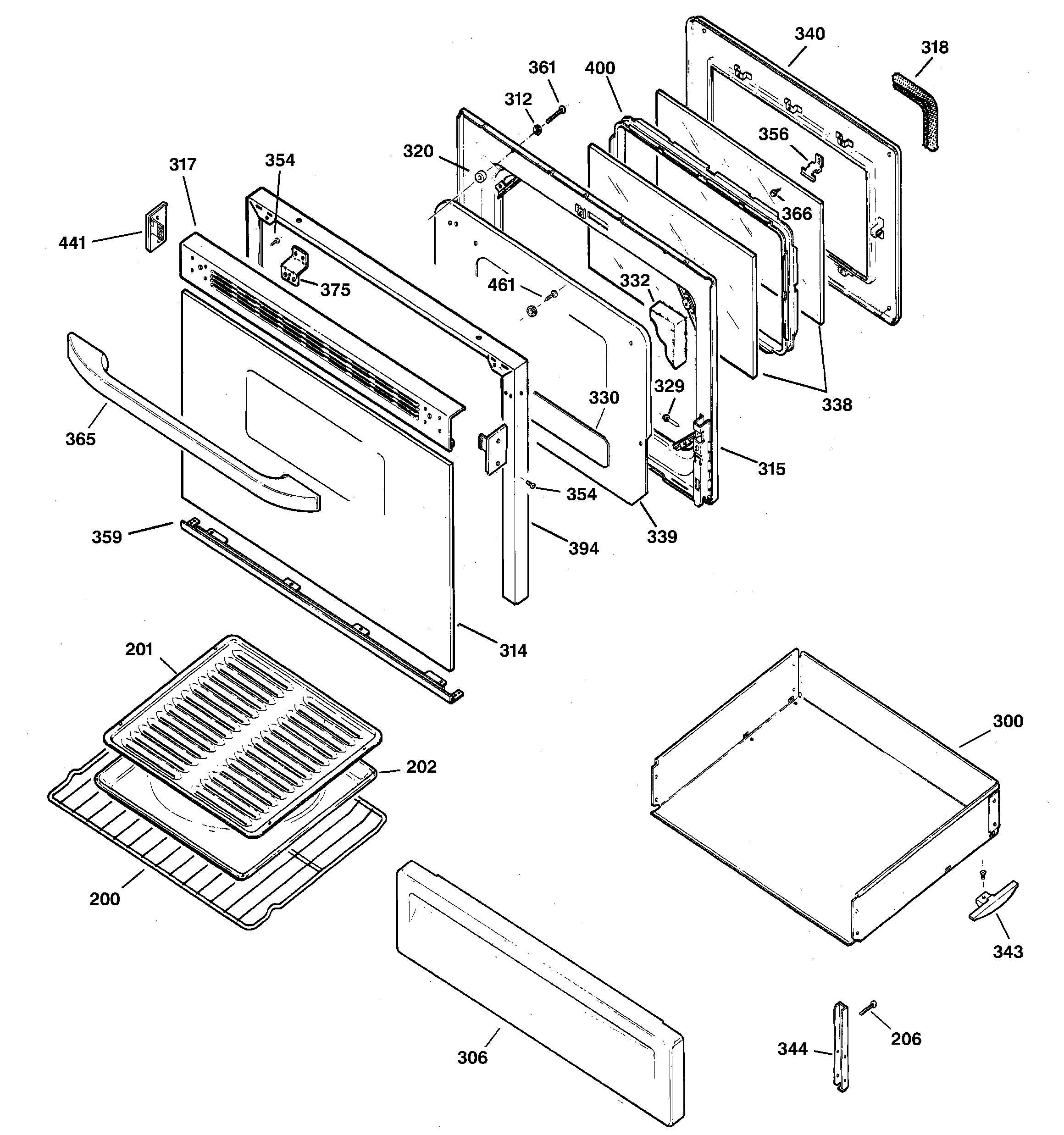 Hotpoint RGB845WEC2WW door & drawer parts diagram