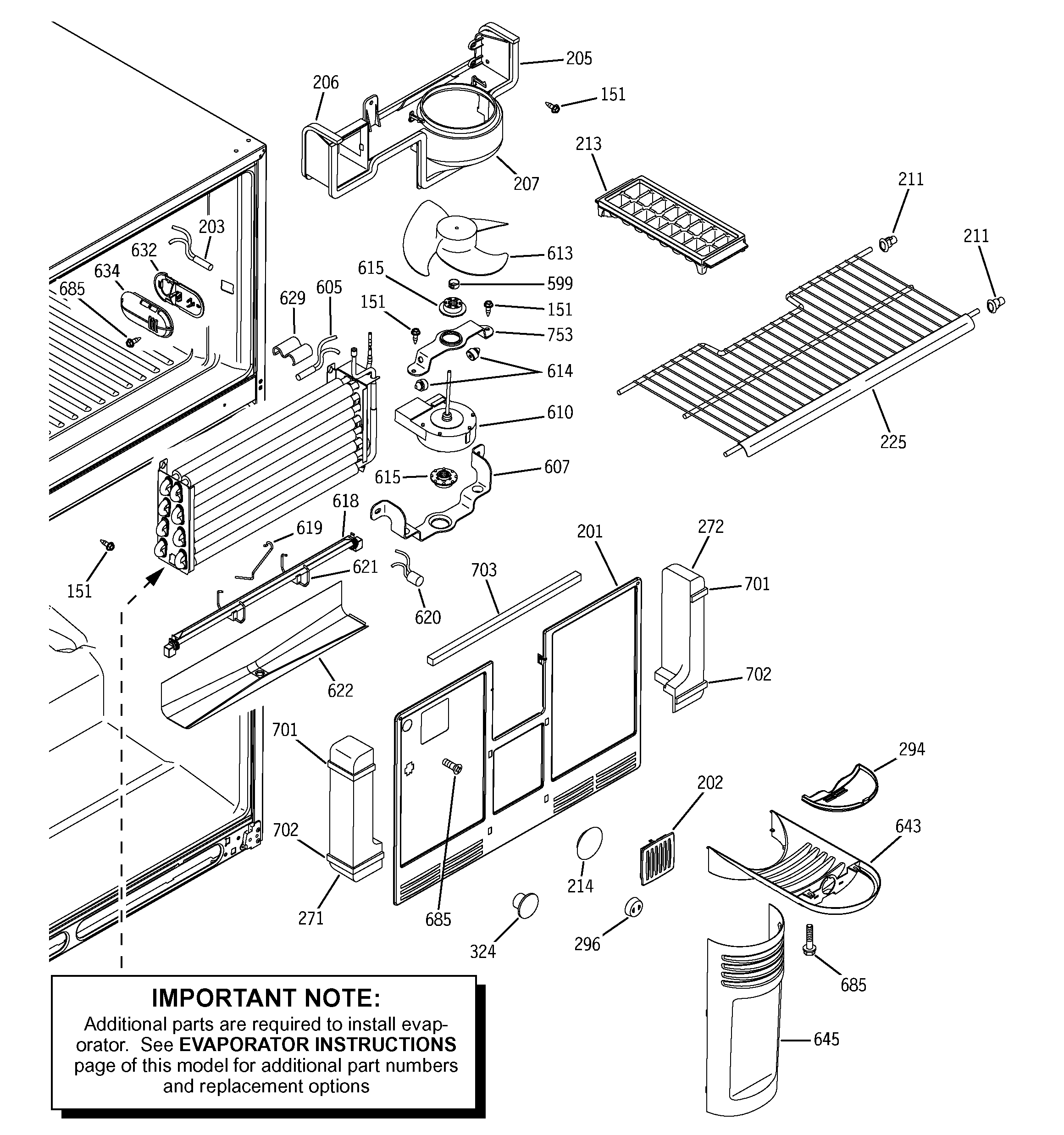 Hotpoint HTS22CBMARWW freezer section diagram