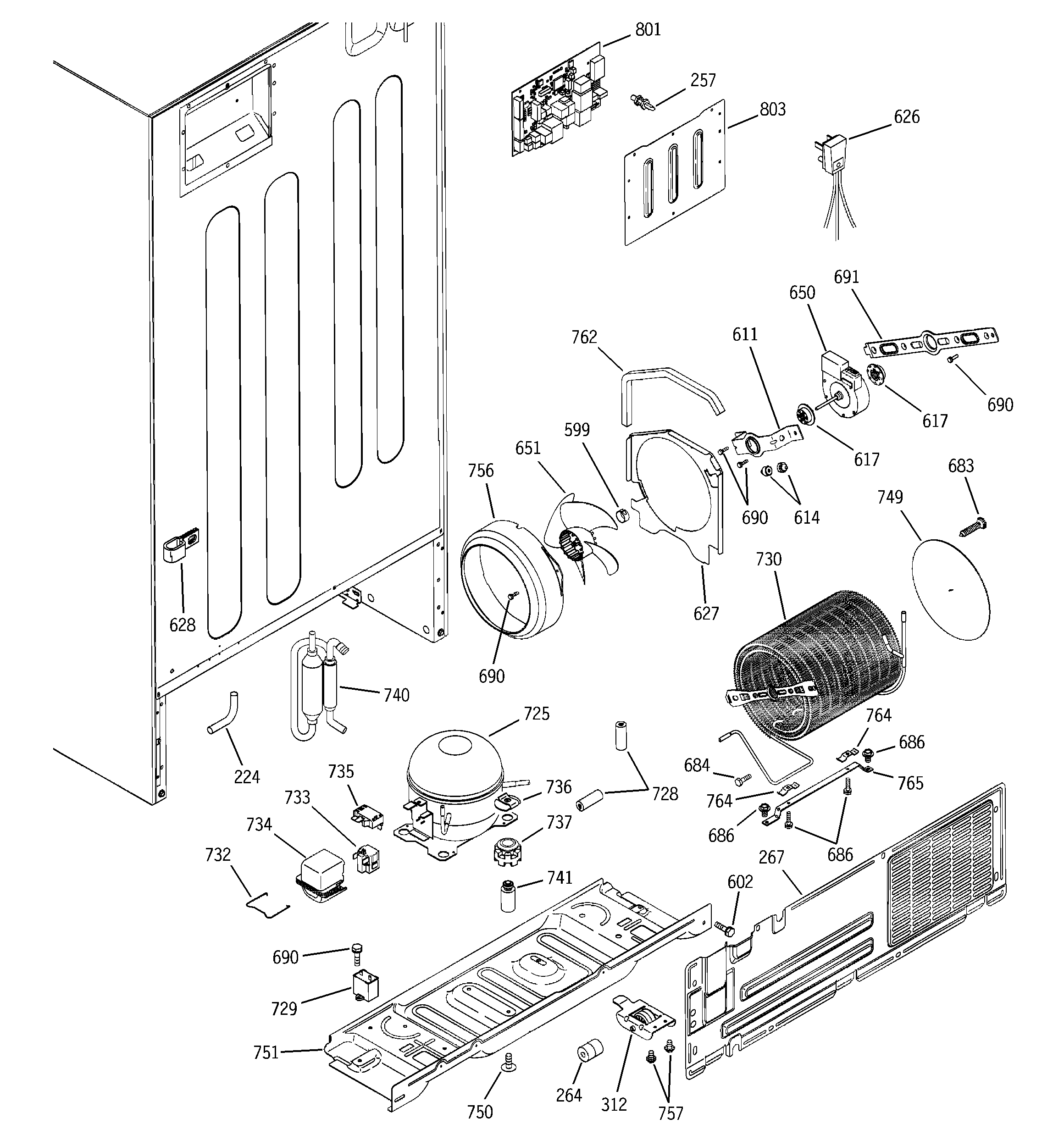 Hotpoint HTS22CBMARWW sealed system & mother board diagram