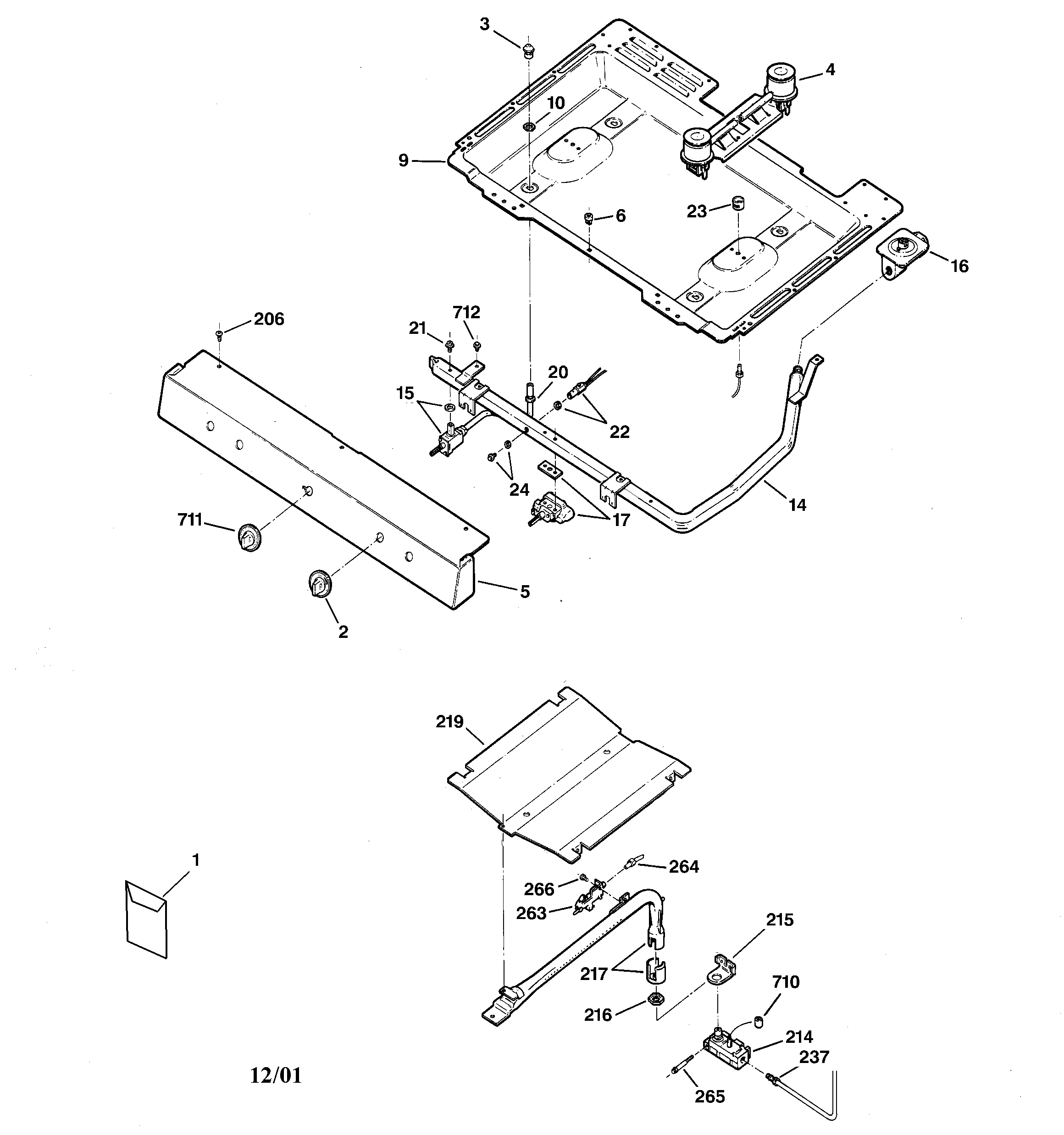 Kenmore 36261020101 gas & burner parts diagram