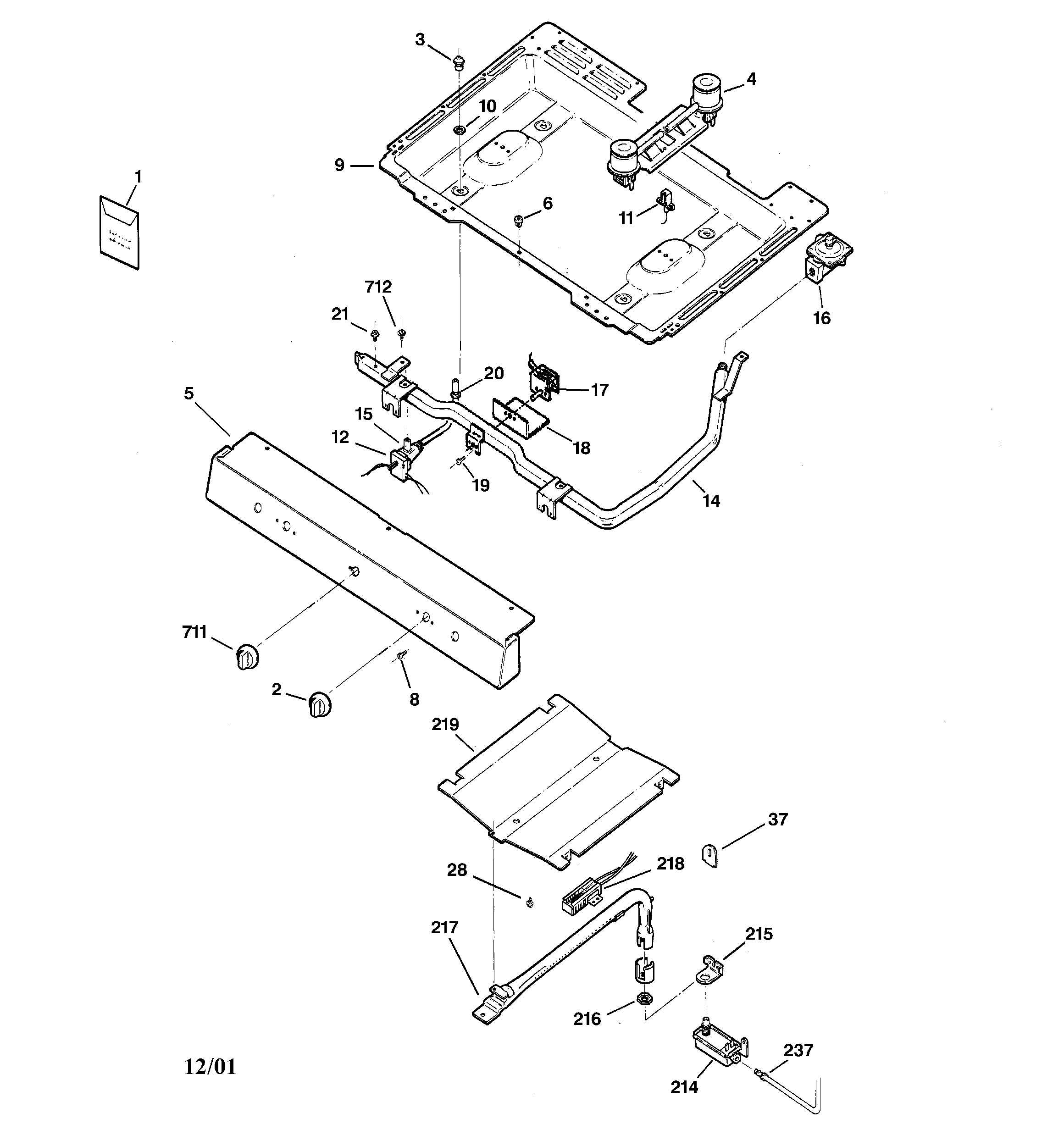 Kenmore 36261120101 gas & burner parts diagram