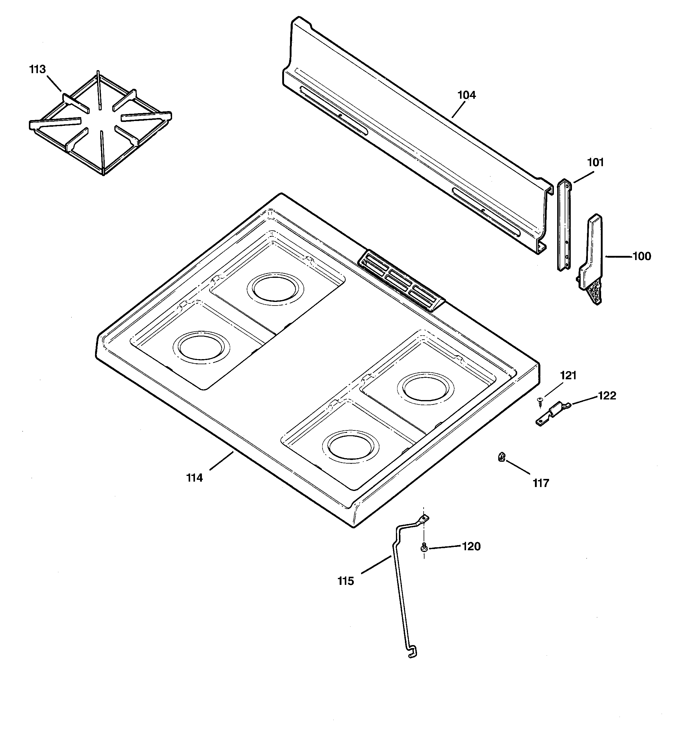 Kenmore 36261120101 cooktop diagram