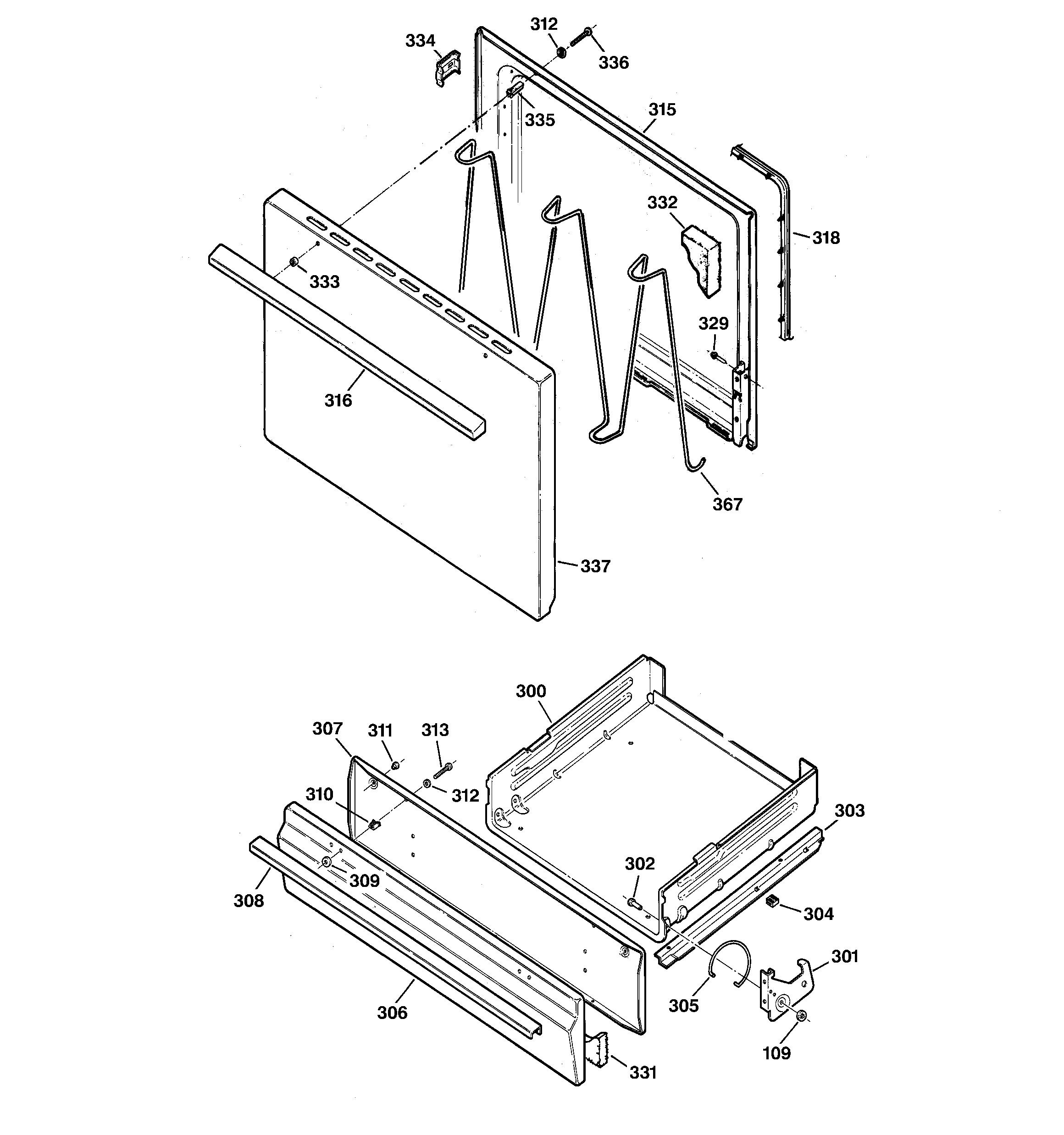 Kenmore 36261120101 door & drawer parts diagram