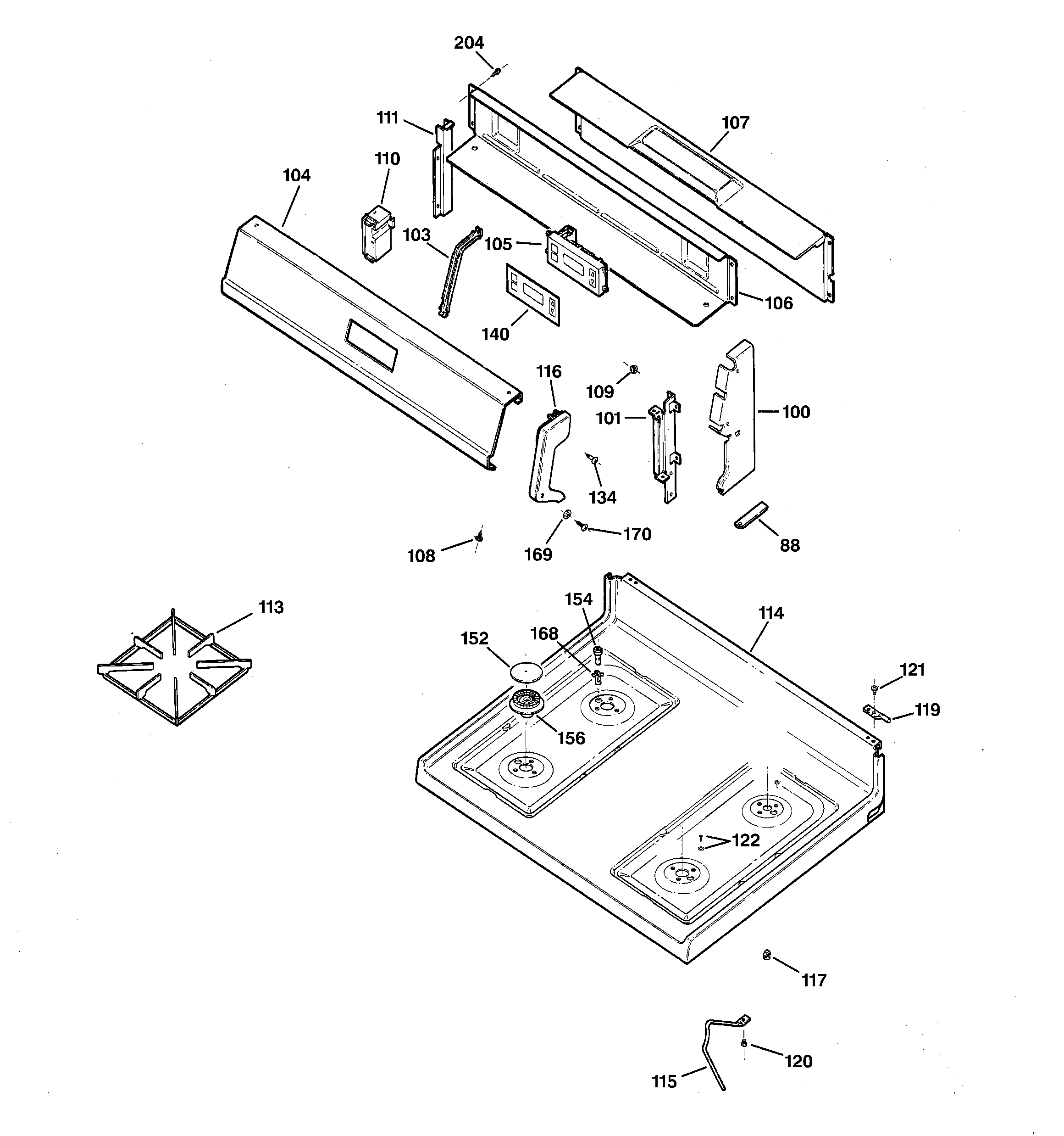 Kenmore 36275192101 control panel & cooktop diagram