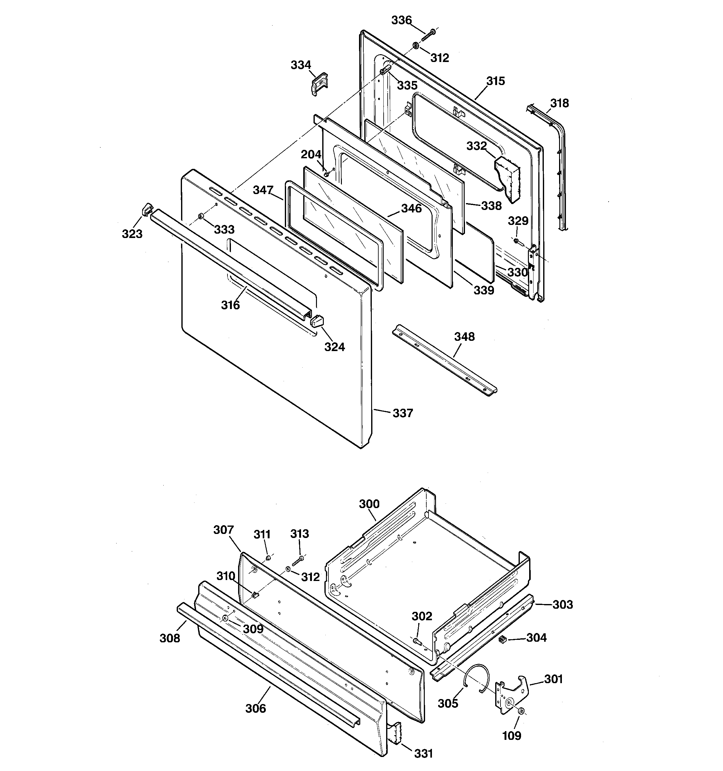 Kenmore 36275192101 door & drawer parts diagram