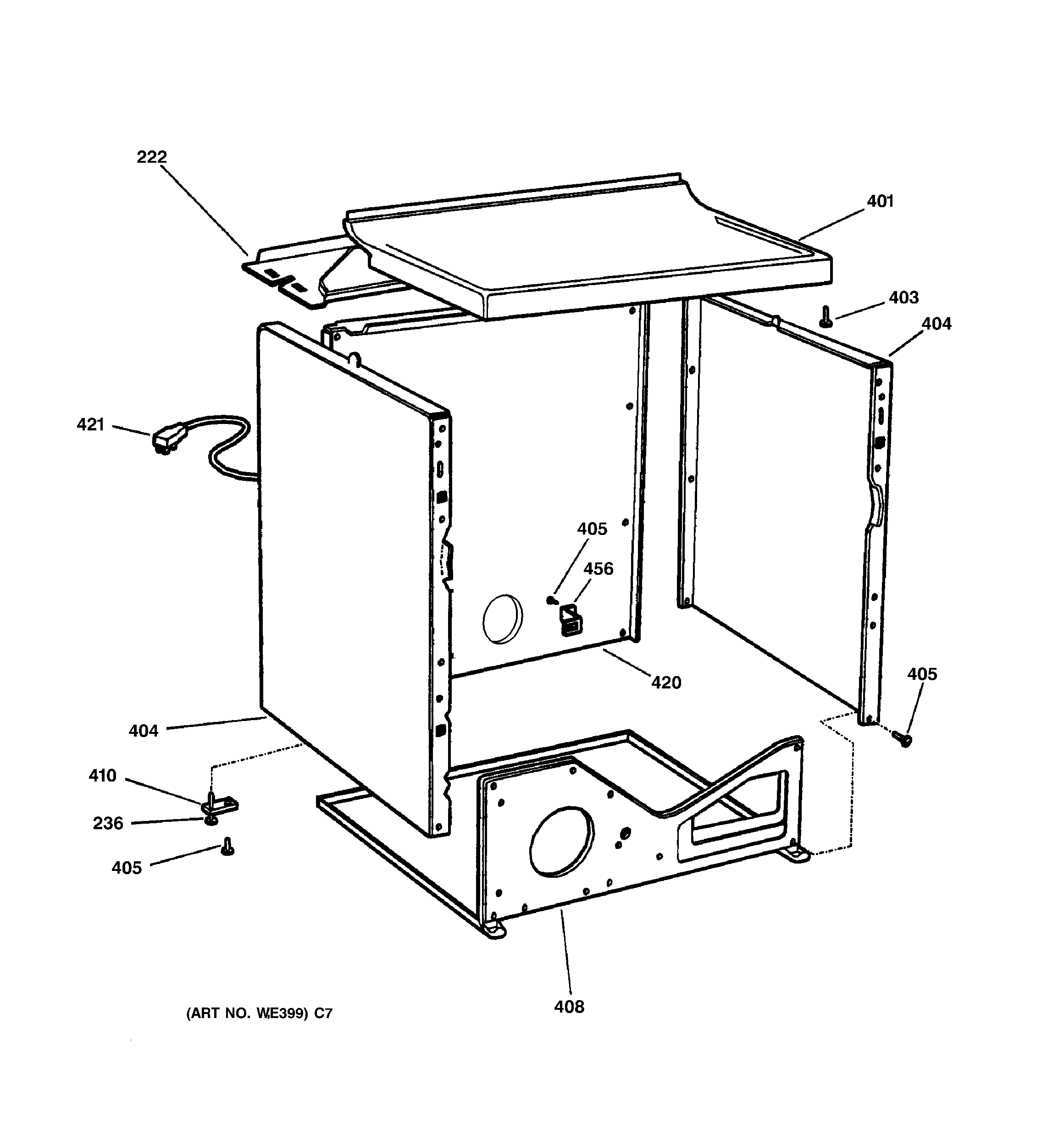 GE DX4500GA2WW cabinet diagram