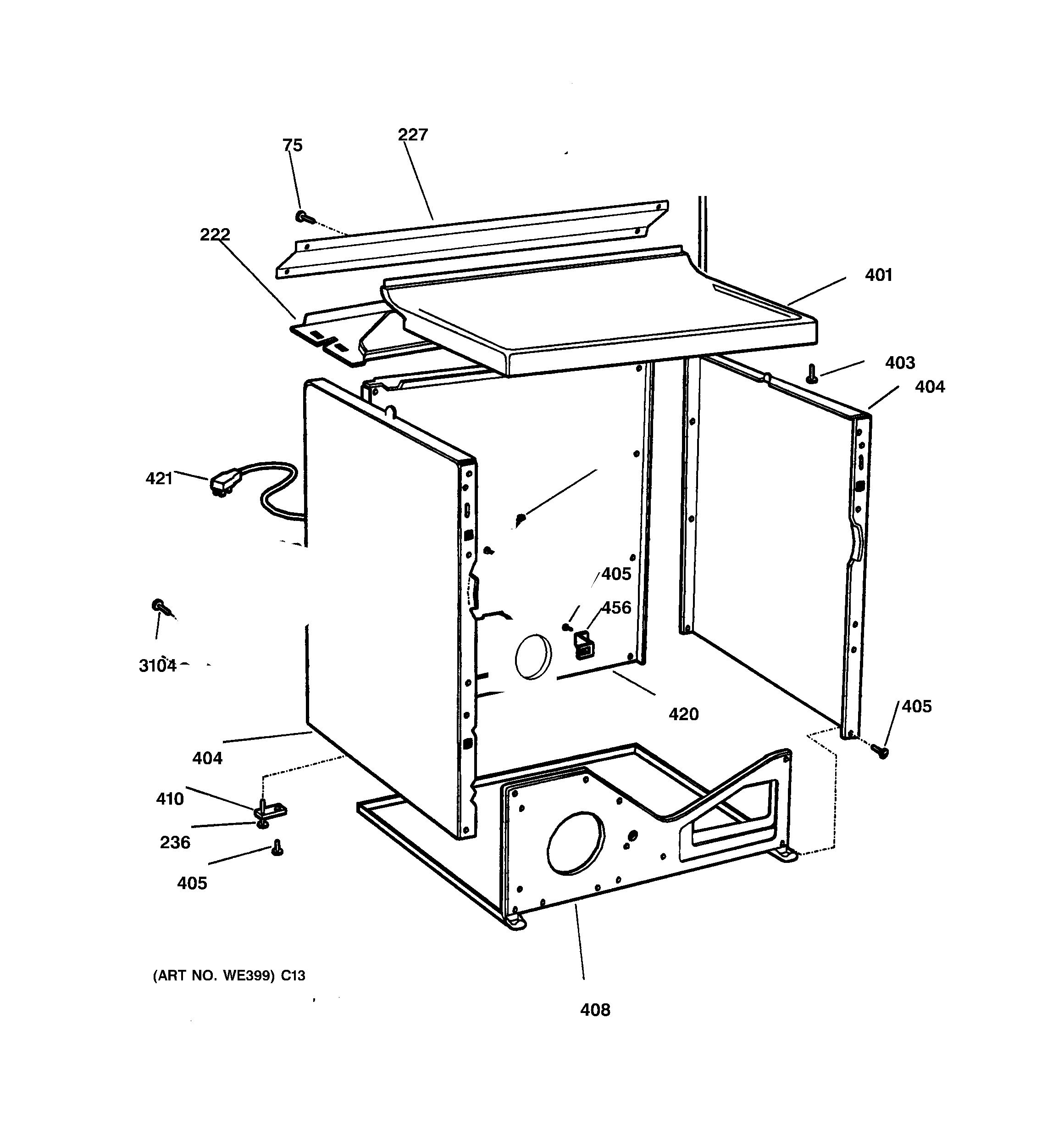 GE DHSR333GA1WB cabinet diagram