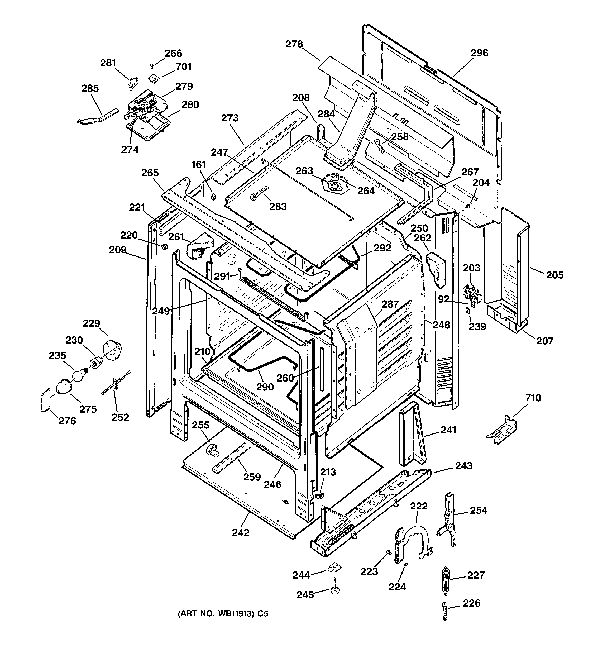 GE JBP61WC1WW body parts diagram