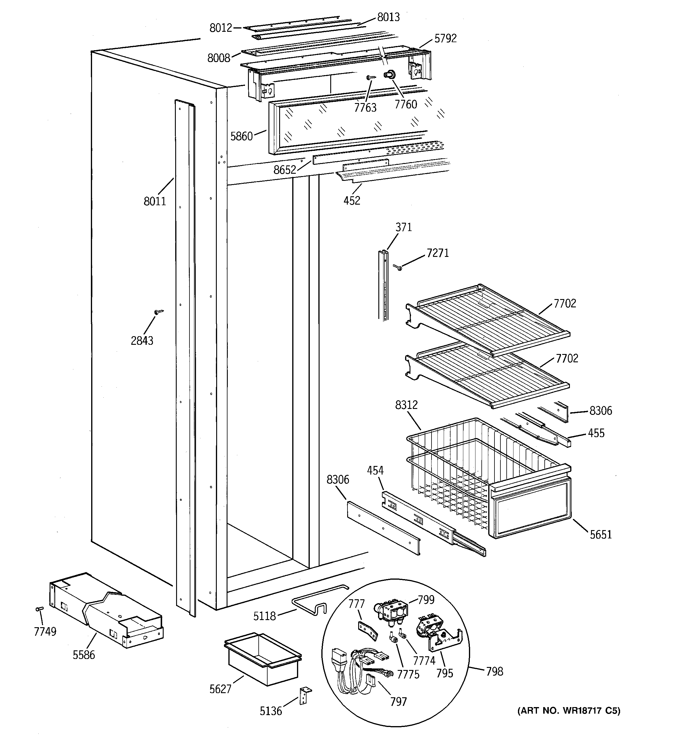 GE ZISW42DCB freezer section diagram