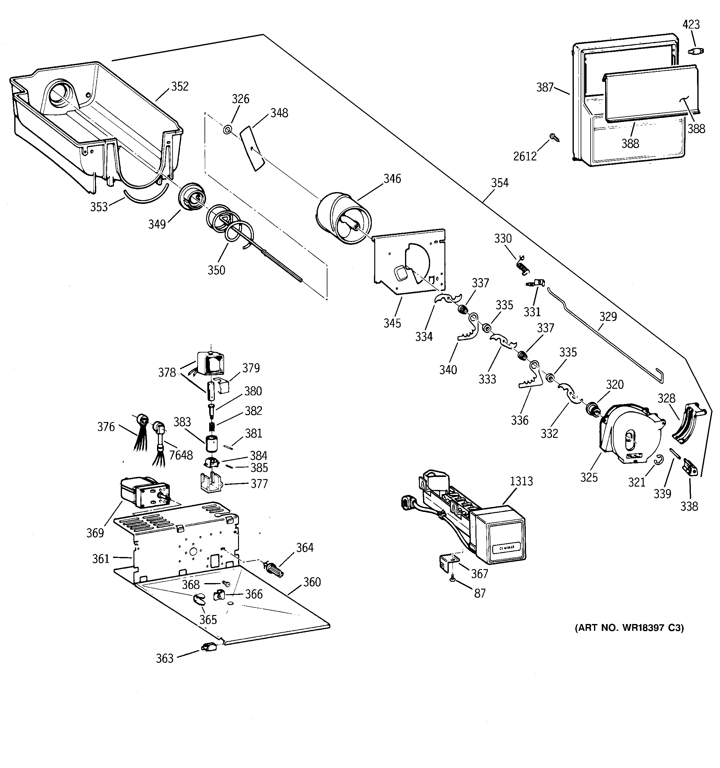 GE ZISW42DCB ice bucket assembly diagram