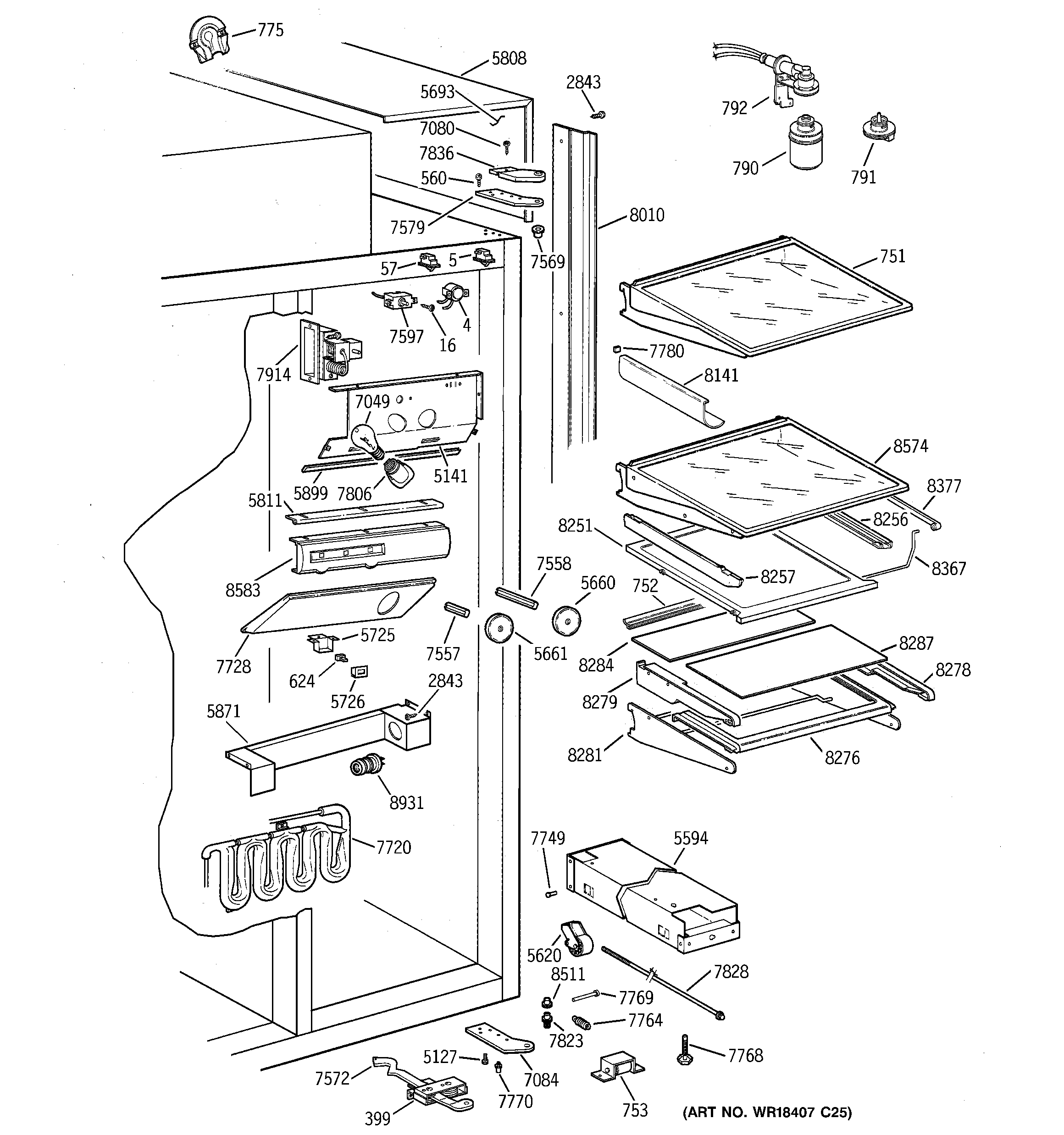 GE ZISW42DCB fresh food section diagram