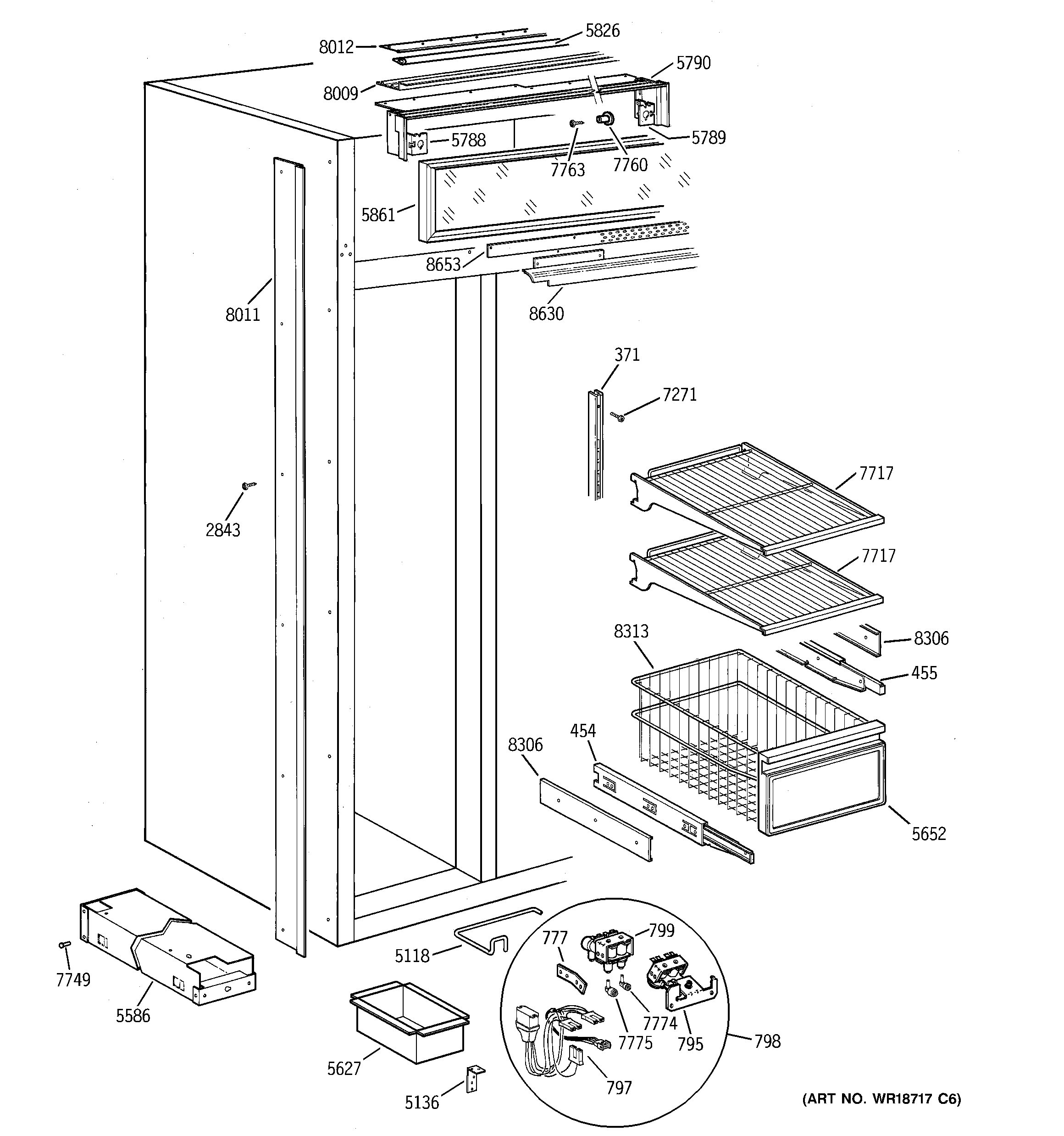 GE ZISB48DCB freezer section diagram