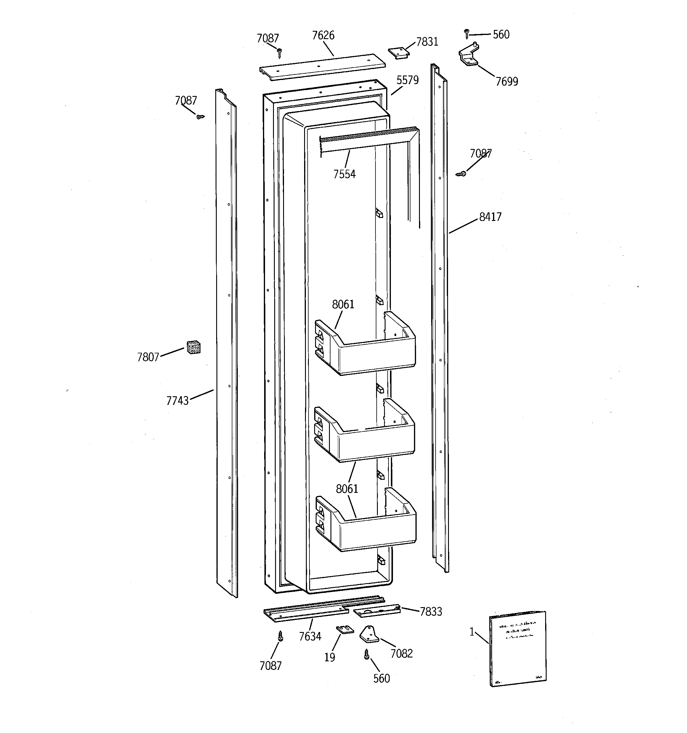 GE ZIS42NCB freezer door diagram