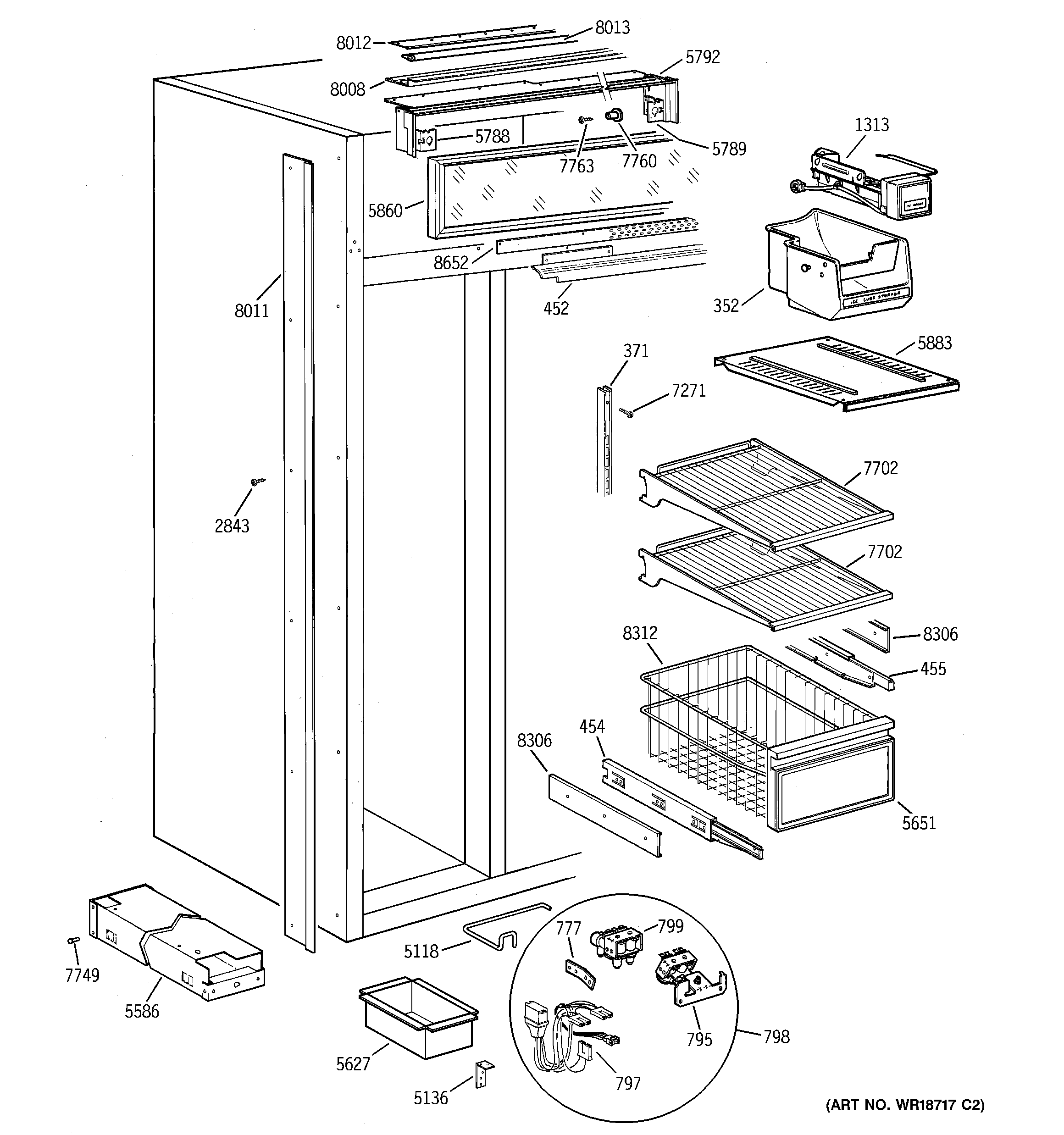 GE ZIS42NCB freezer section diagram