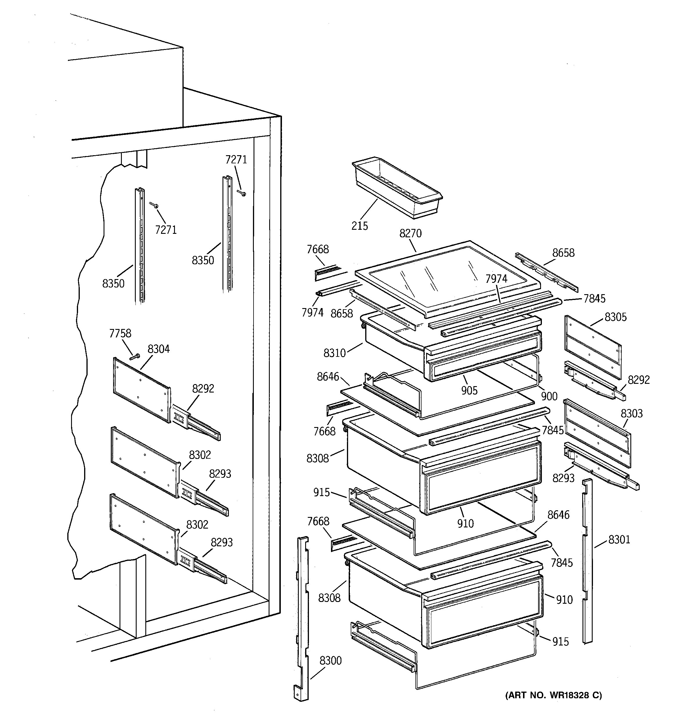 GE ZIS42NCB fresh food section diagram
