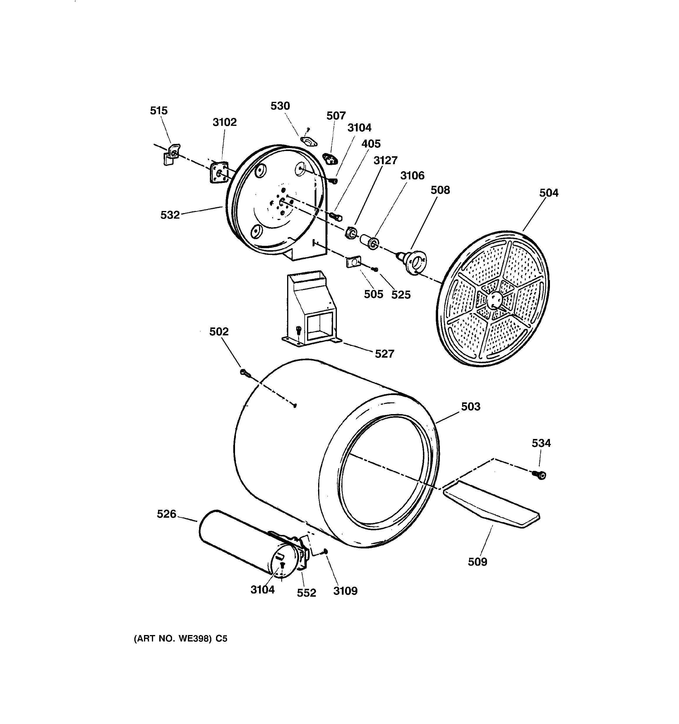 GE EGD2000A2WW drum diagram