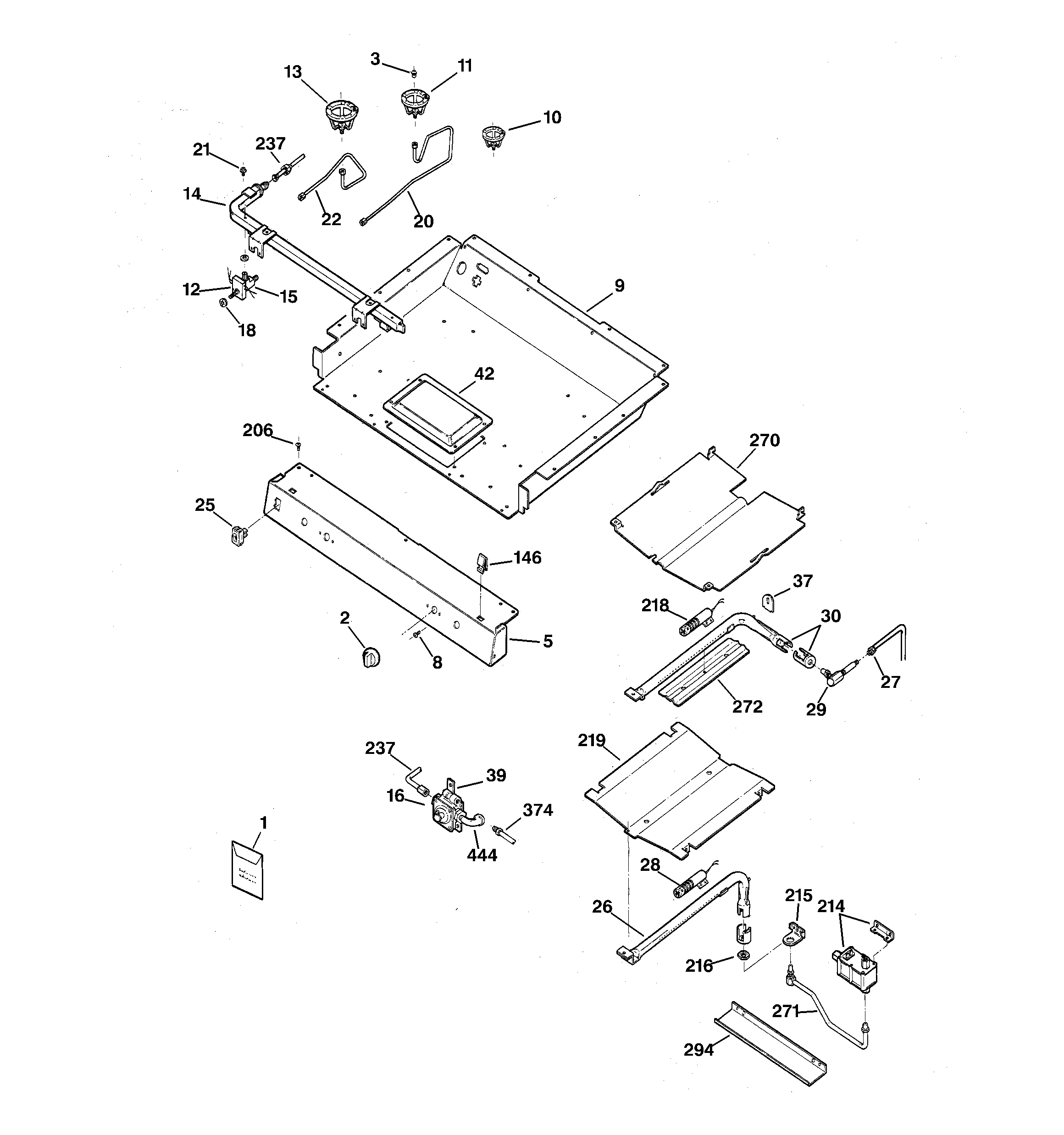 GE JGBP30DEA5WH gas burner parts diagram
