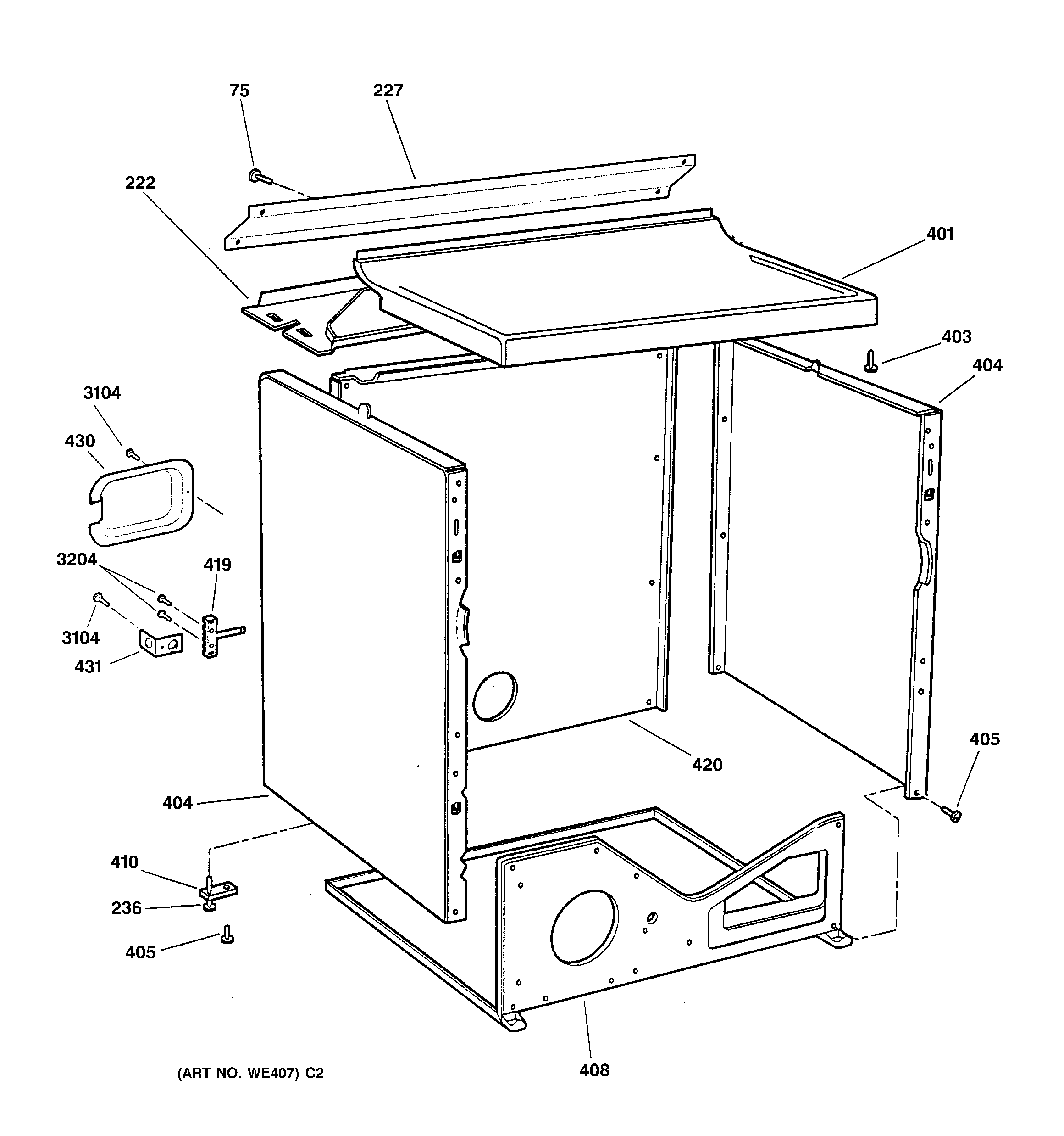 GE DPSR483EA0AA cabinet diagram