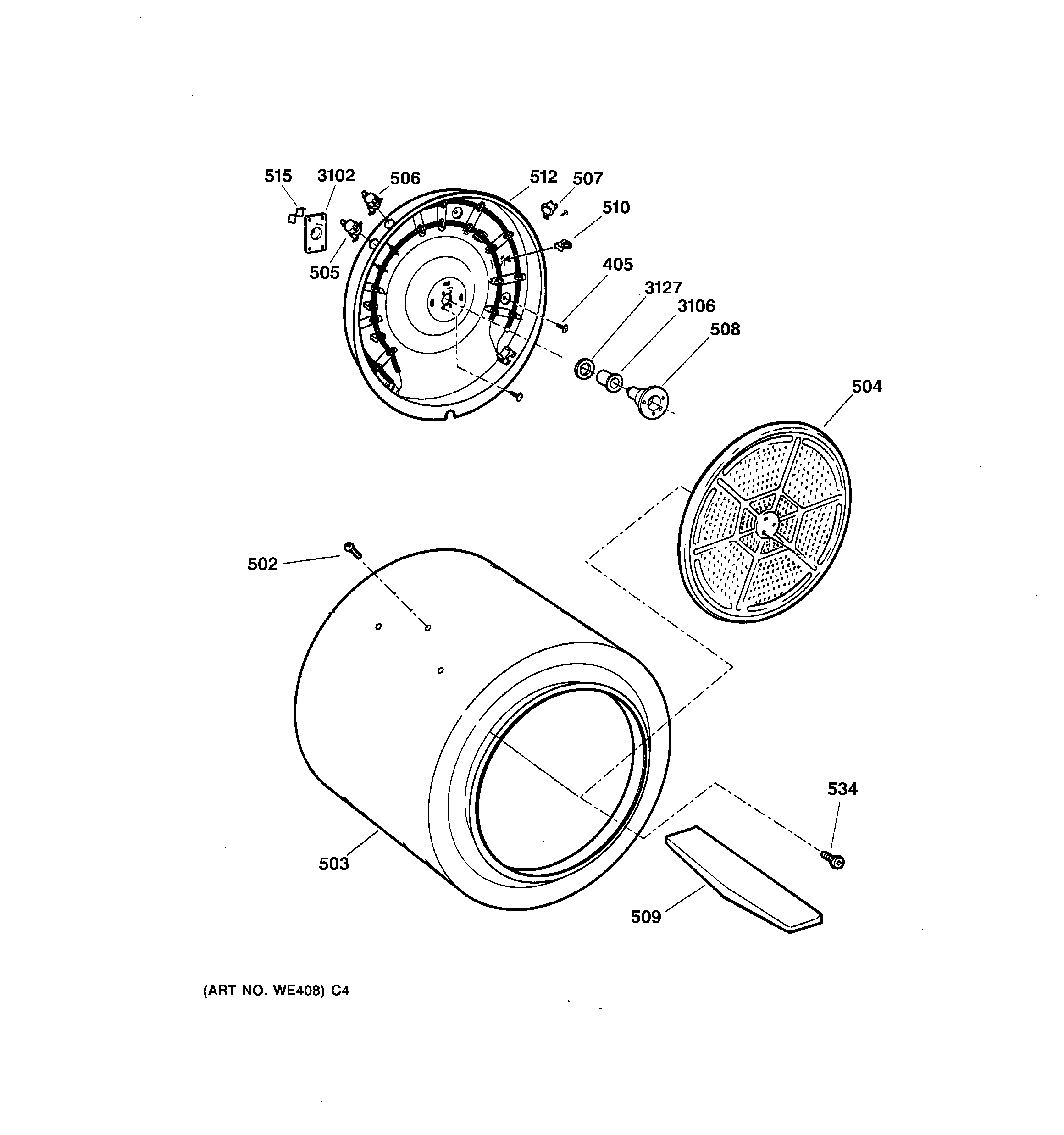 GE DPSR483EA0AA drum diagram