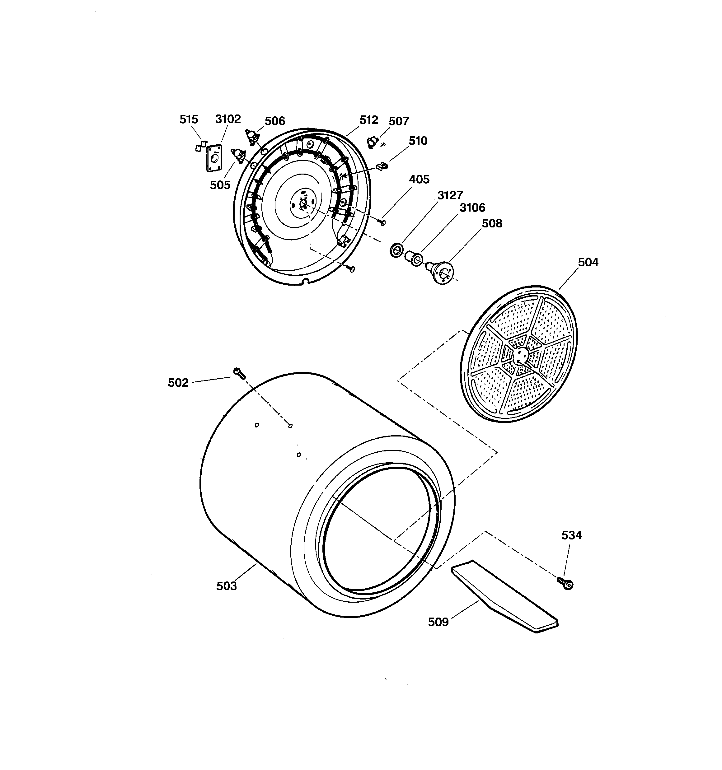 GE DWSR483EA1WW drum diagram