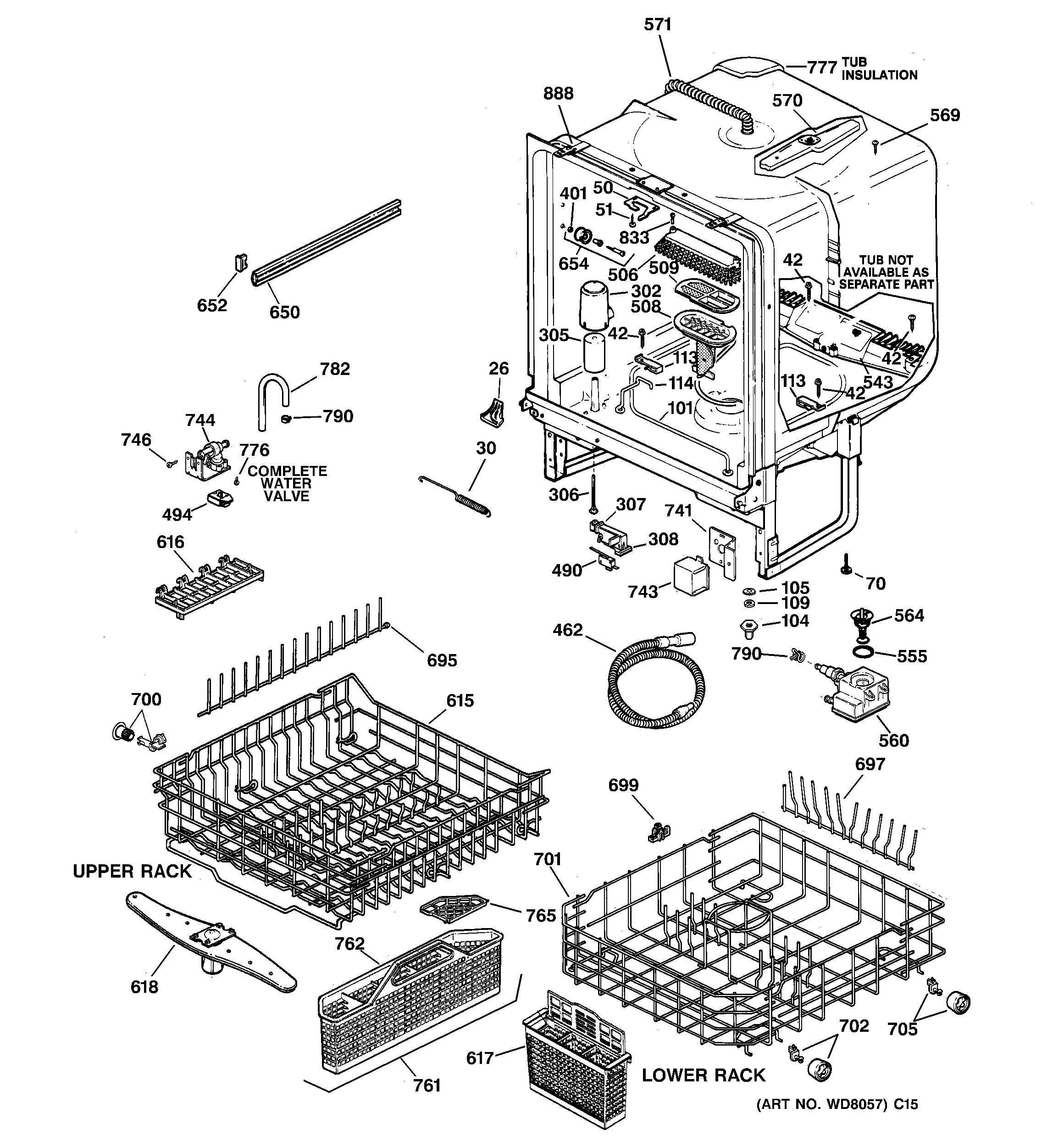 GE GSDL122F01BB body parts diagram