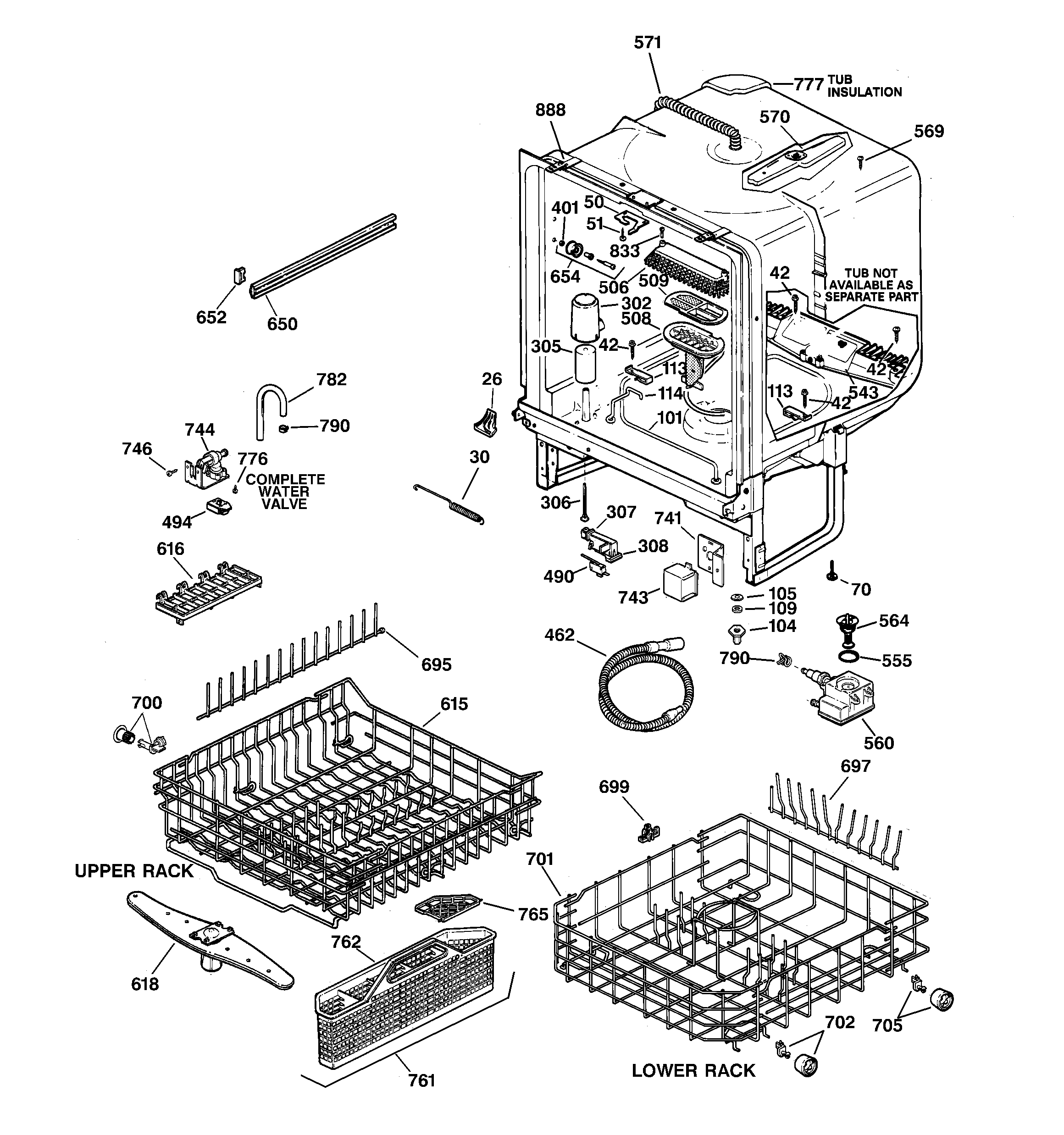 GE GSD5124D02BB body parts diagram