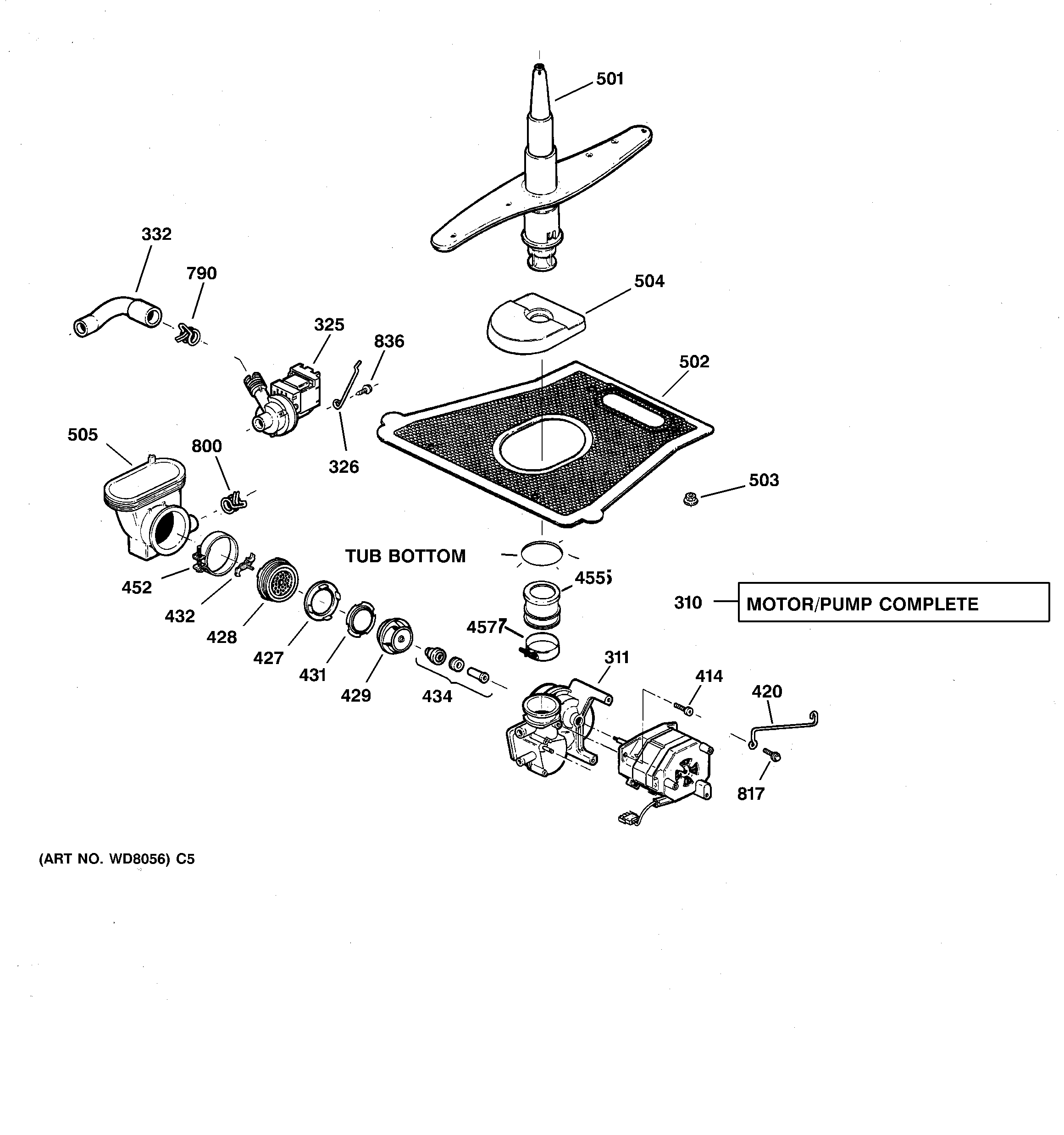 GE GSD5310D02AA motor-pump mechanism diagram