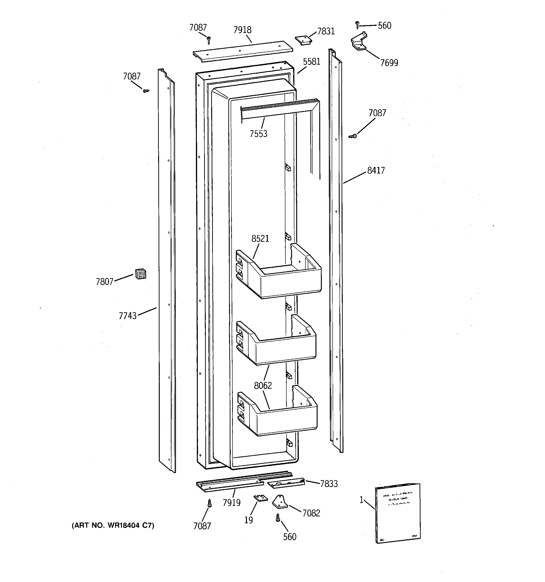 GE ZIS48NCB freezer door diagram