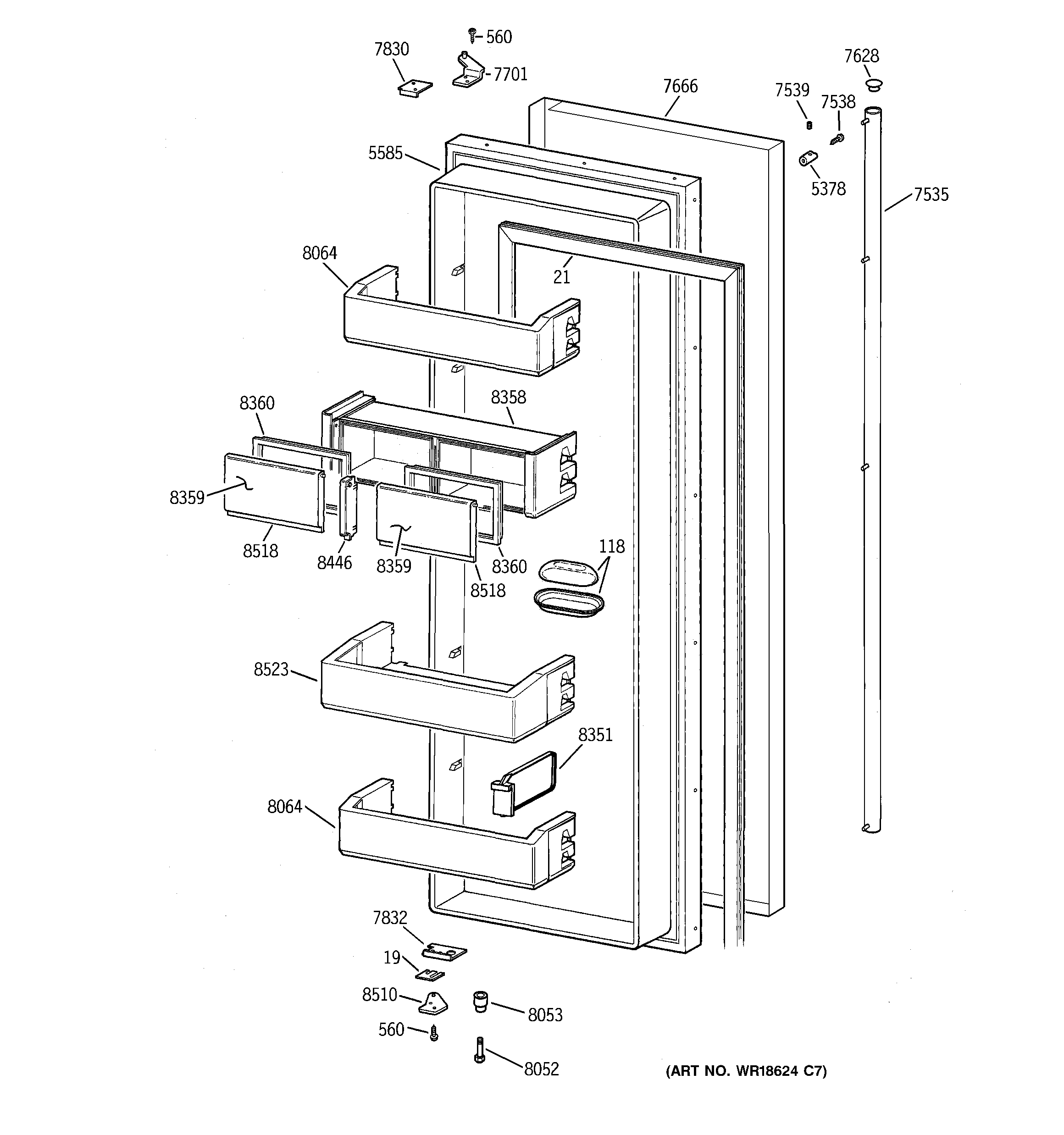 GE ZISS48DCBSS fresh food door diagram