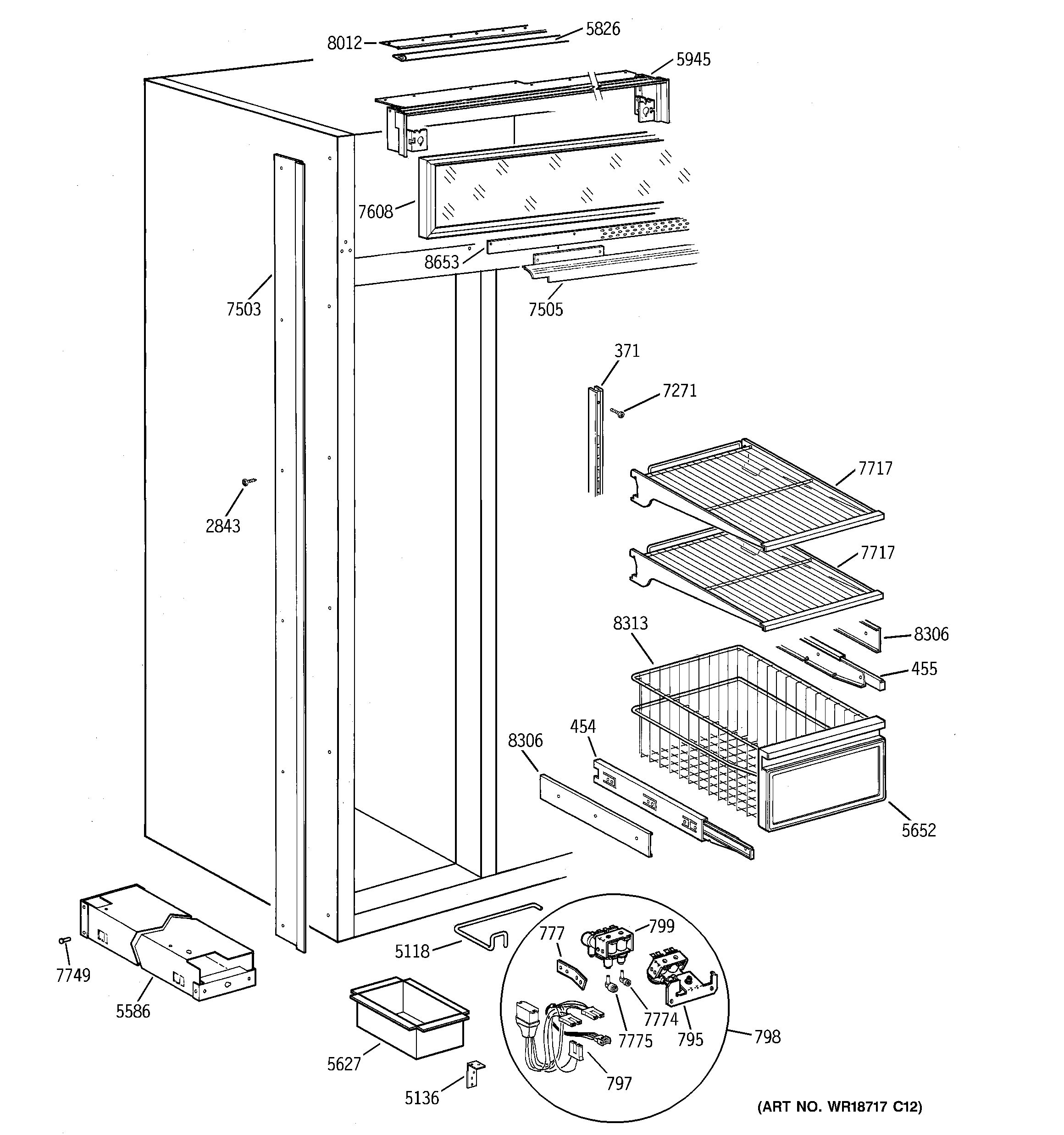 GE ZISS48DCBSS freezer section diagram