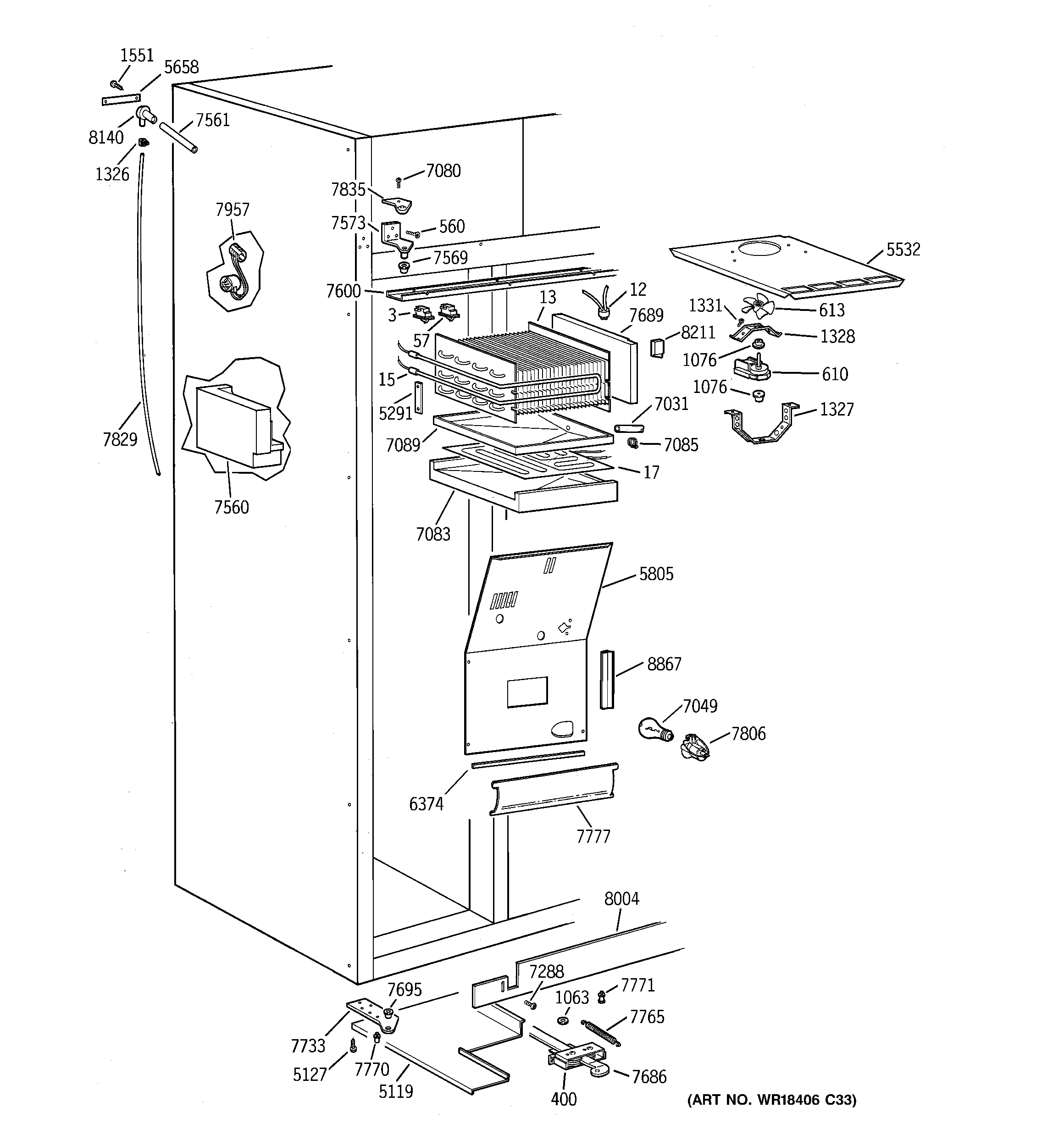 GE ZISS42NCBSS freezer section diagram