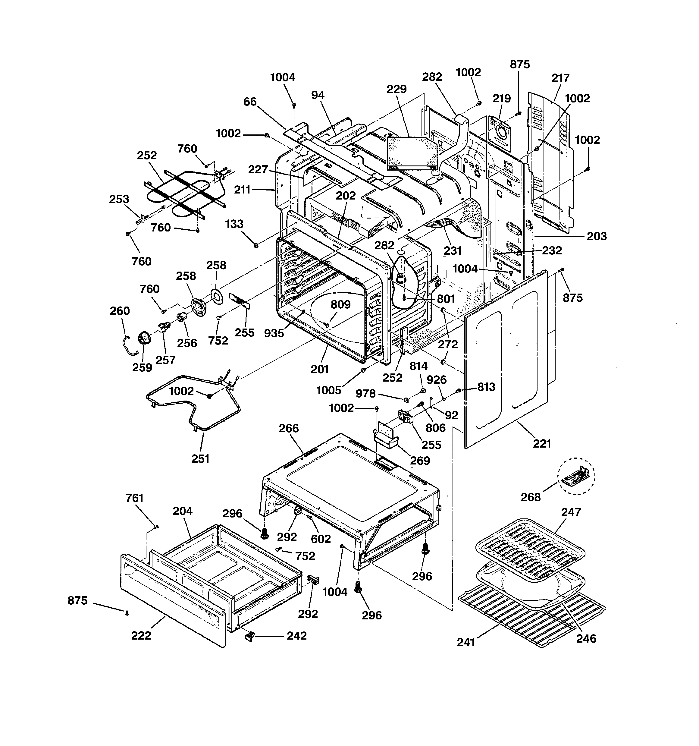 GE JBP64WB4WW body parts diagram