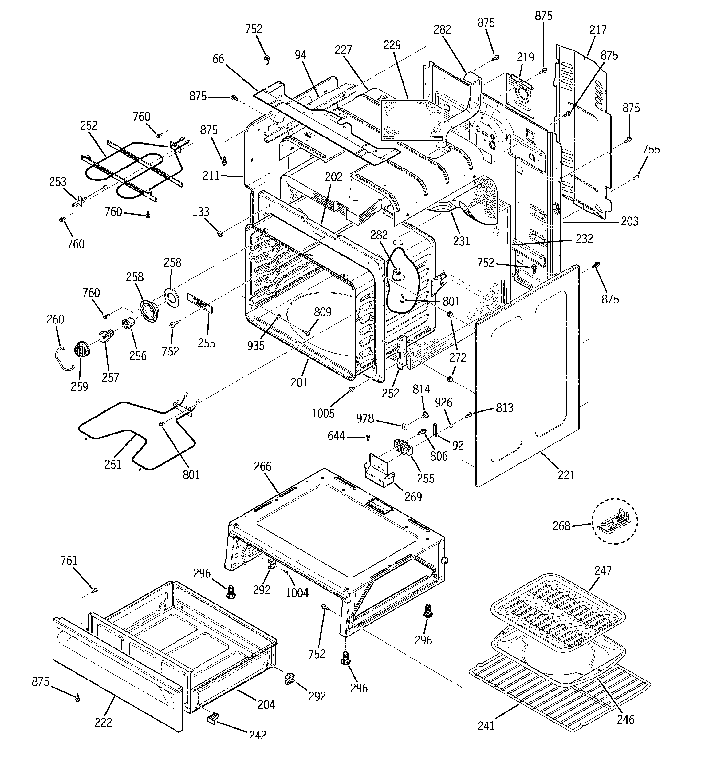 GE JBP67BD1WH body parts diagram