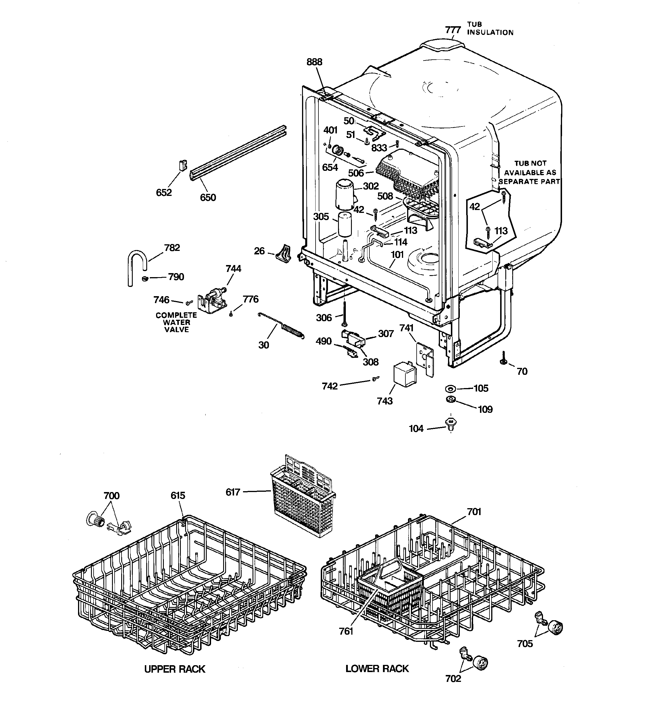 GE GSD2700G00WW body parts diagram