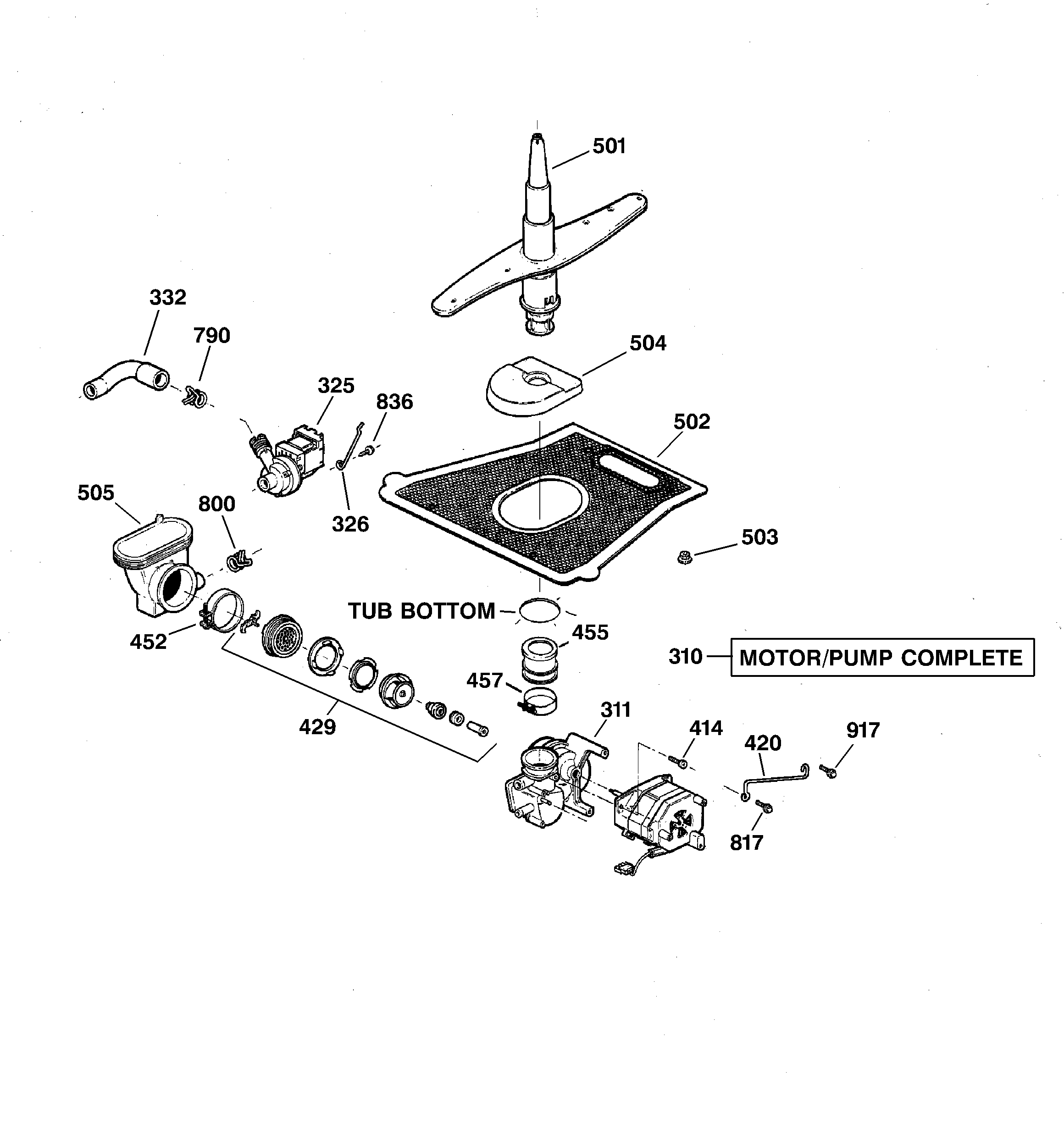 GE GSD5300G00WW motor-pump mechanism diagram