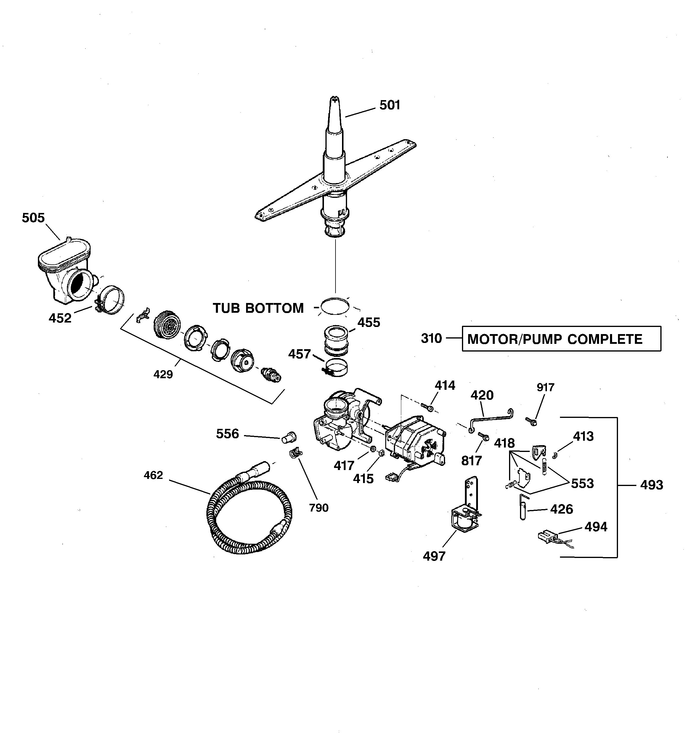 GE GSM2100G00WW motor-pump mechanism diagram