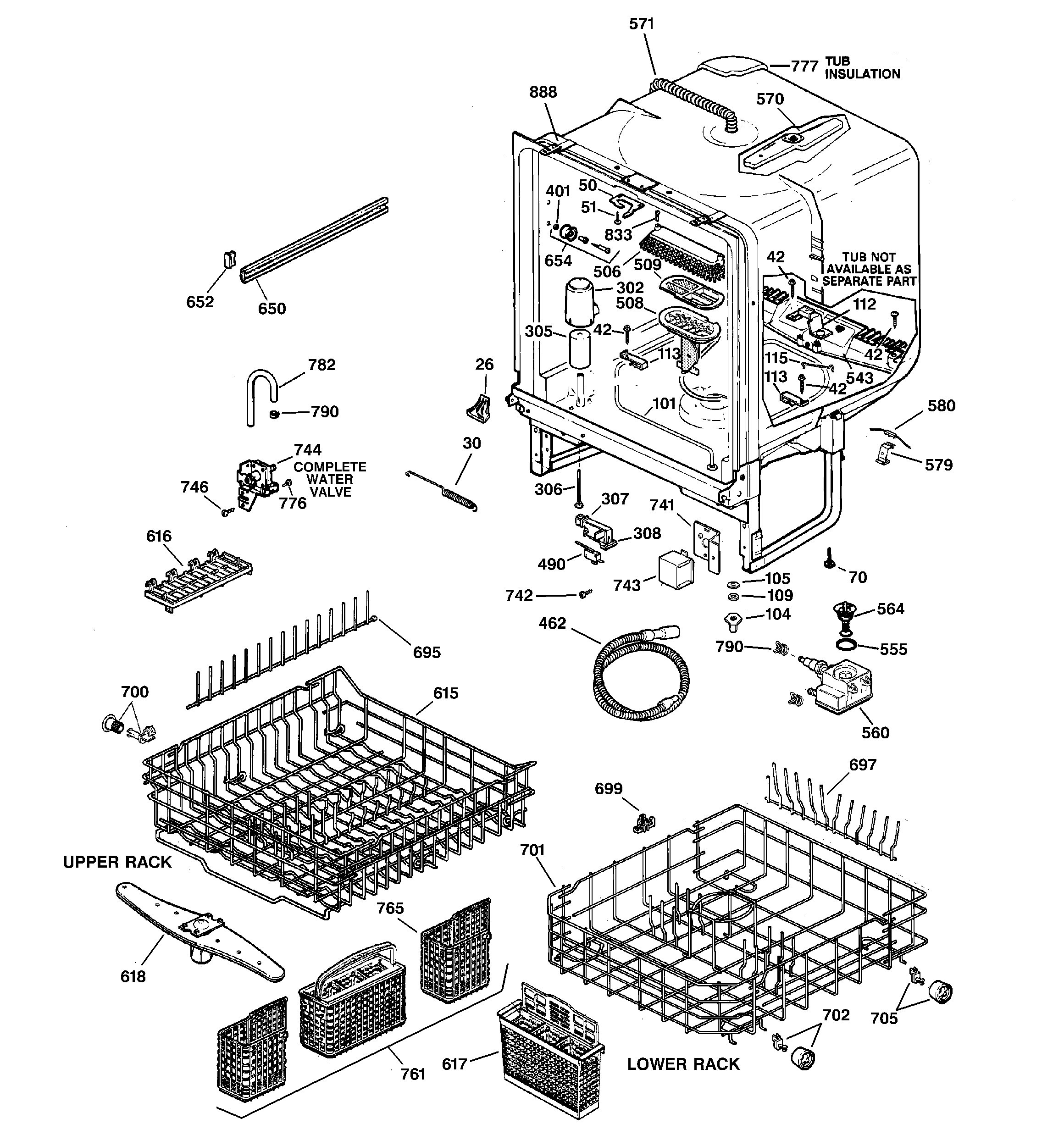 GE GSD5800G00BB body parts diagram