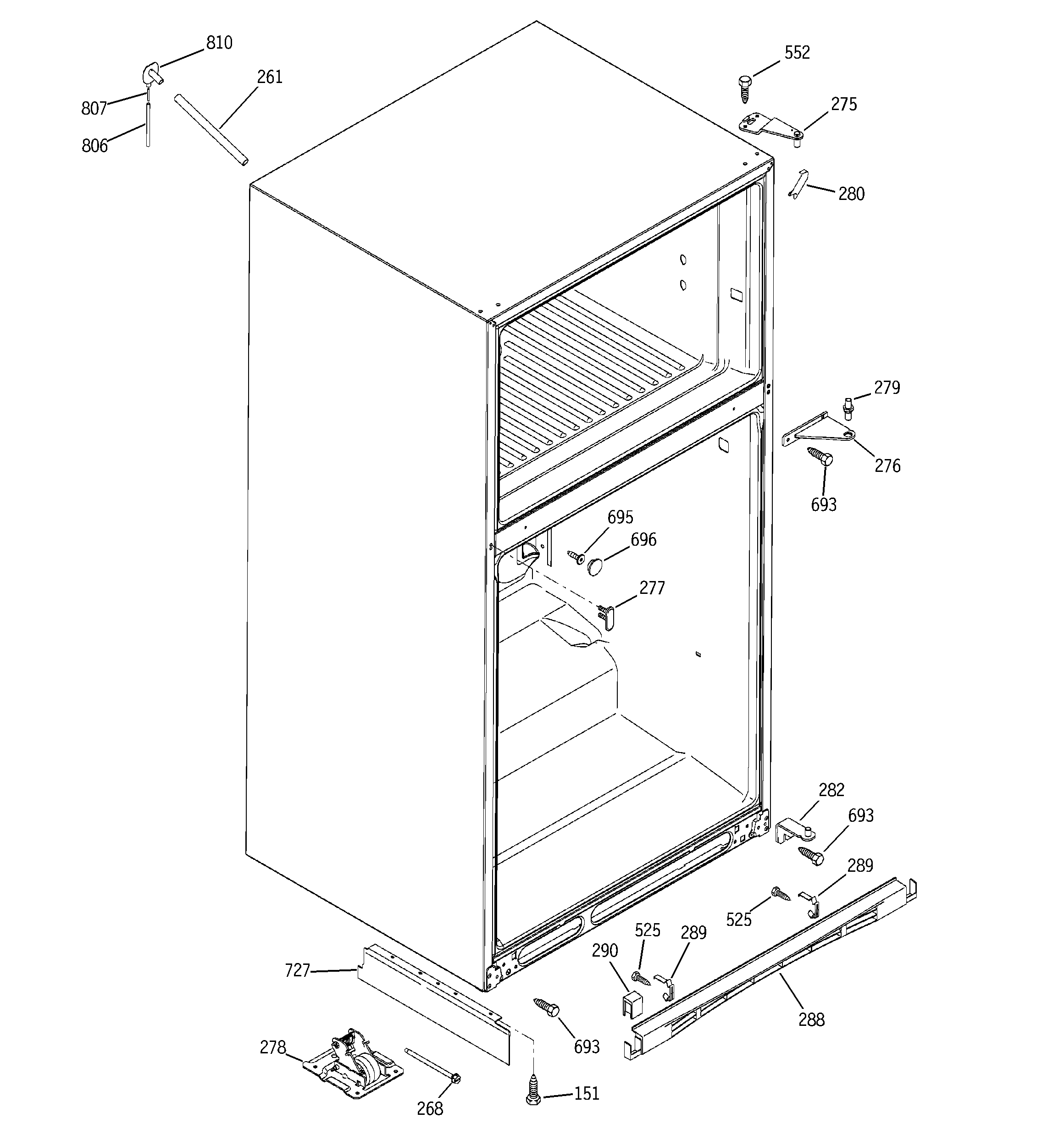 GE GTS22WCMARWW case parts diagram