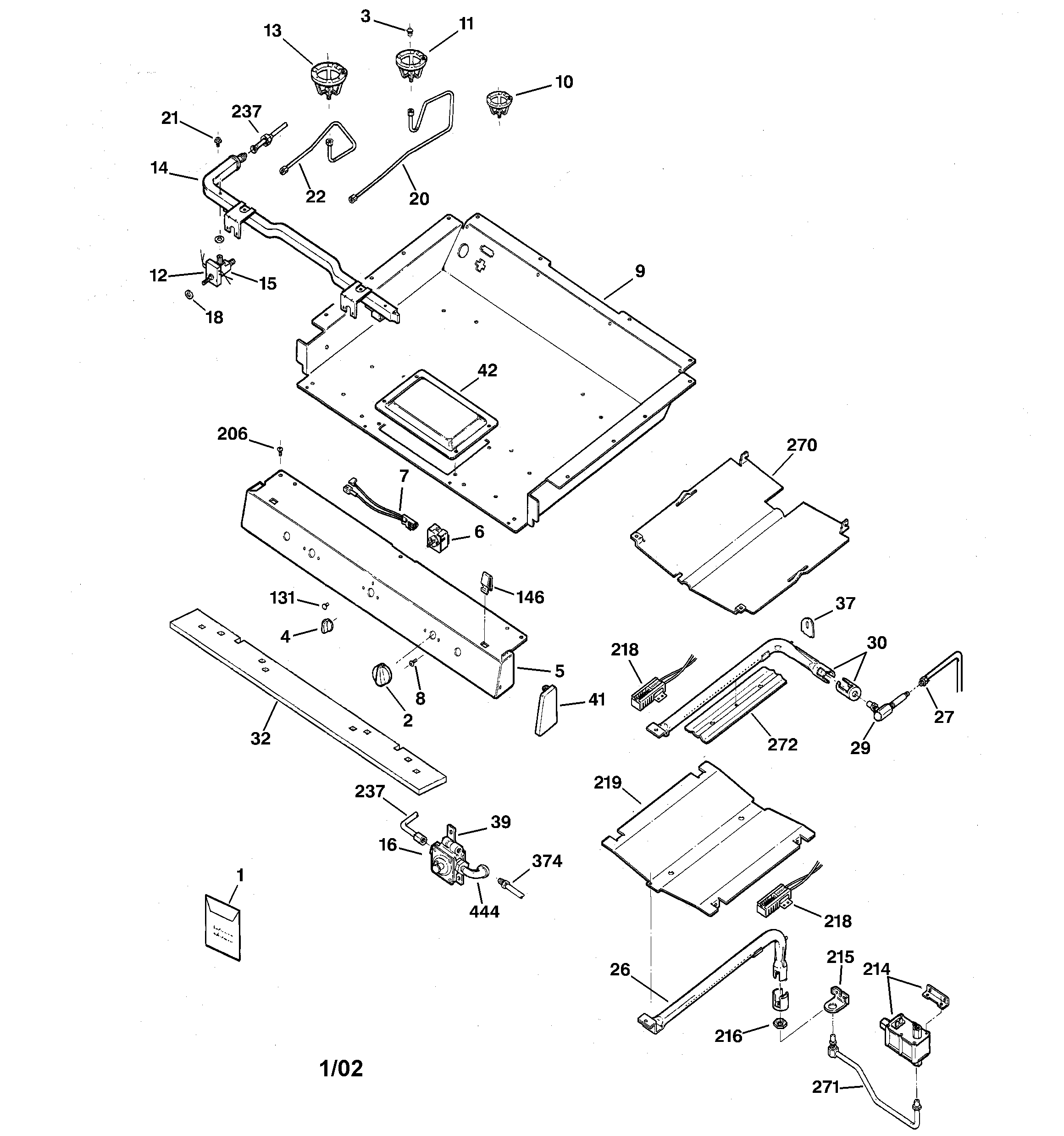 GE JGB910SEC2SS gas & burner parts diagram