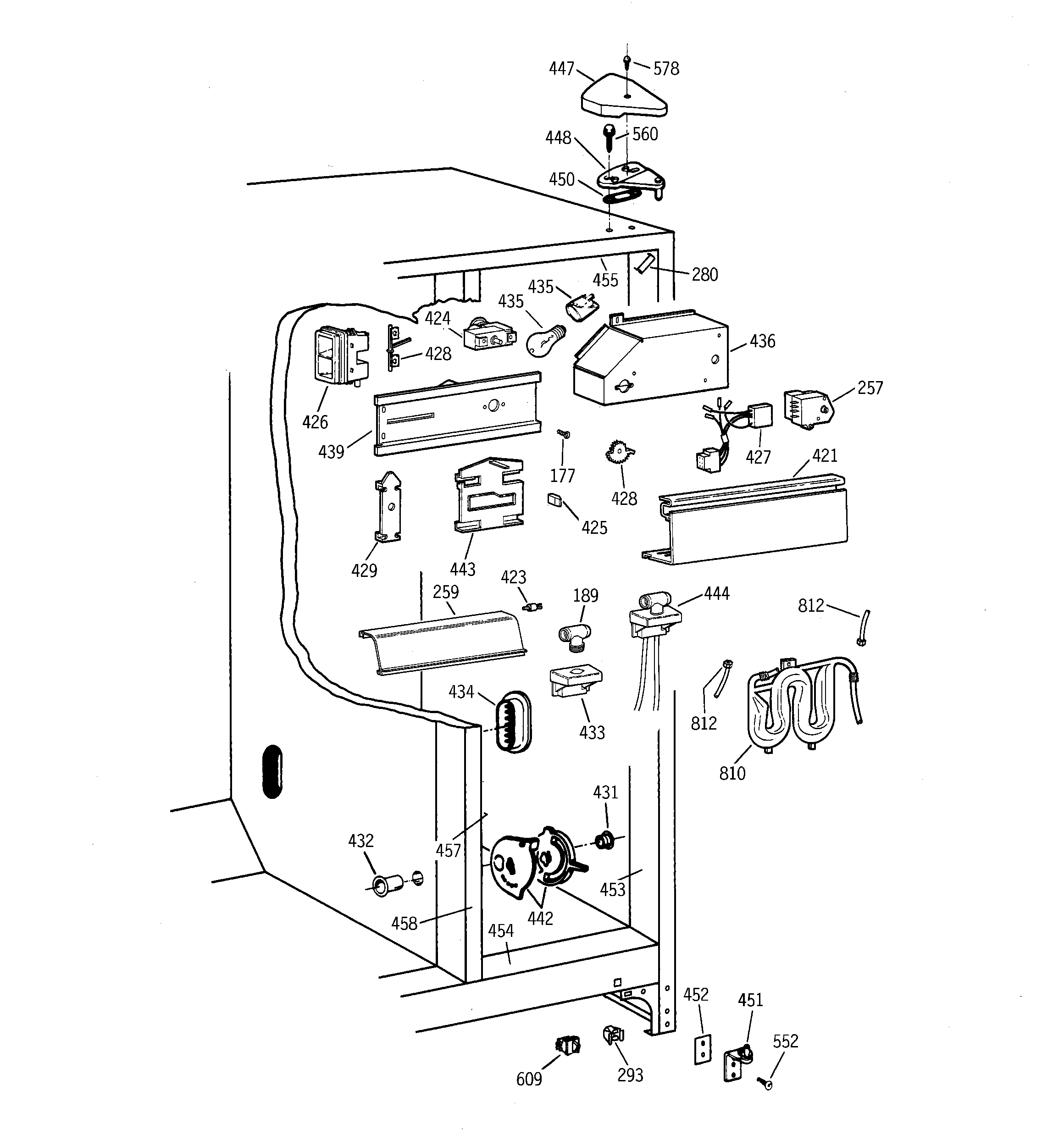 GE TFX25CRBGWW fresh food section diagram