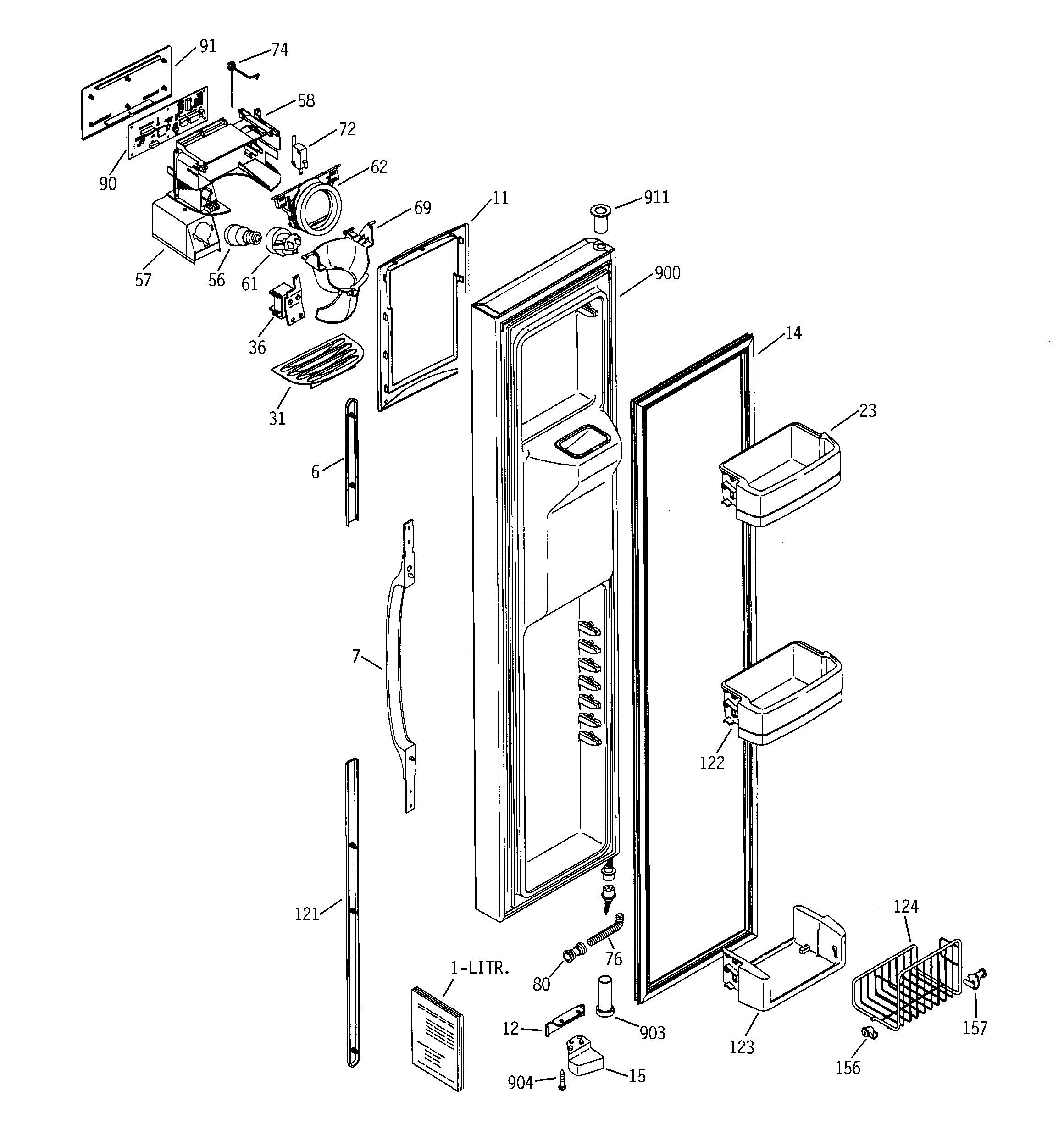 GE GSS25TGMACC freezer door diagram